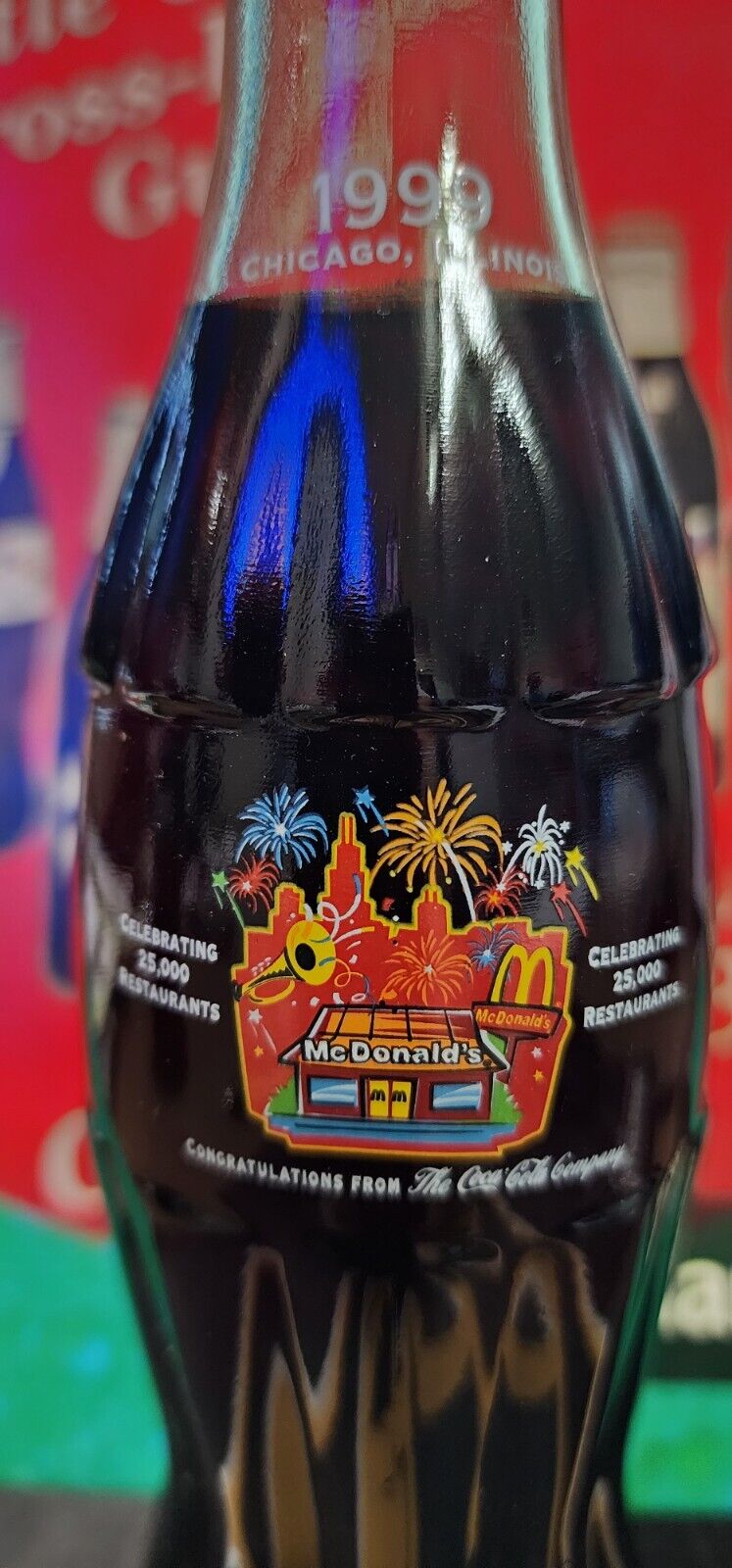 Coca-Cola 8oz commemorative bottle 1999 McDonalds celebrating 25k restaurants 