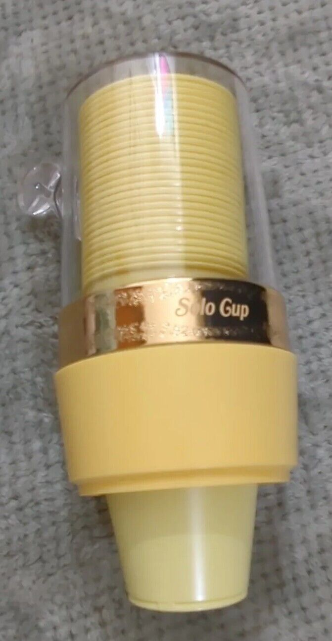 Vintage 70S Safeguard Solo Cup Bathroom Dispenser Yellow Gold 3.5oz Cup NWOB JD