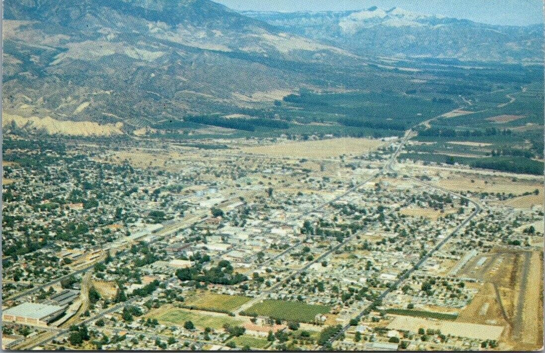 Santa Paula California c1960's Aerial Town Neighborhoods Cayetano Mountains