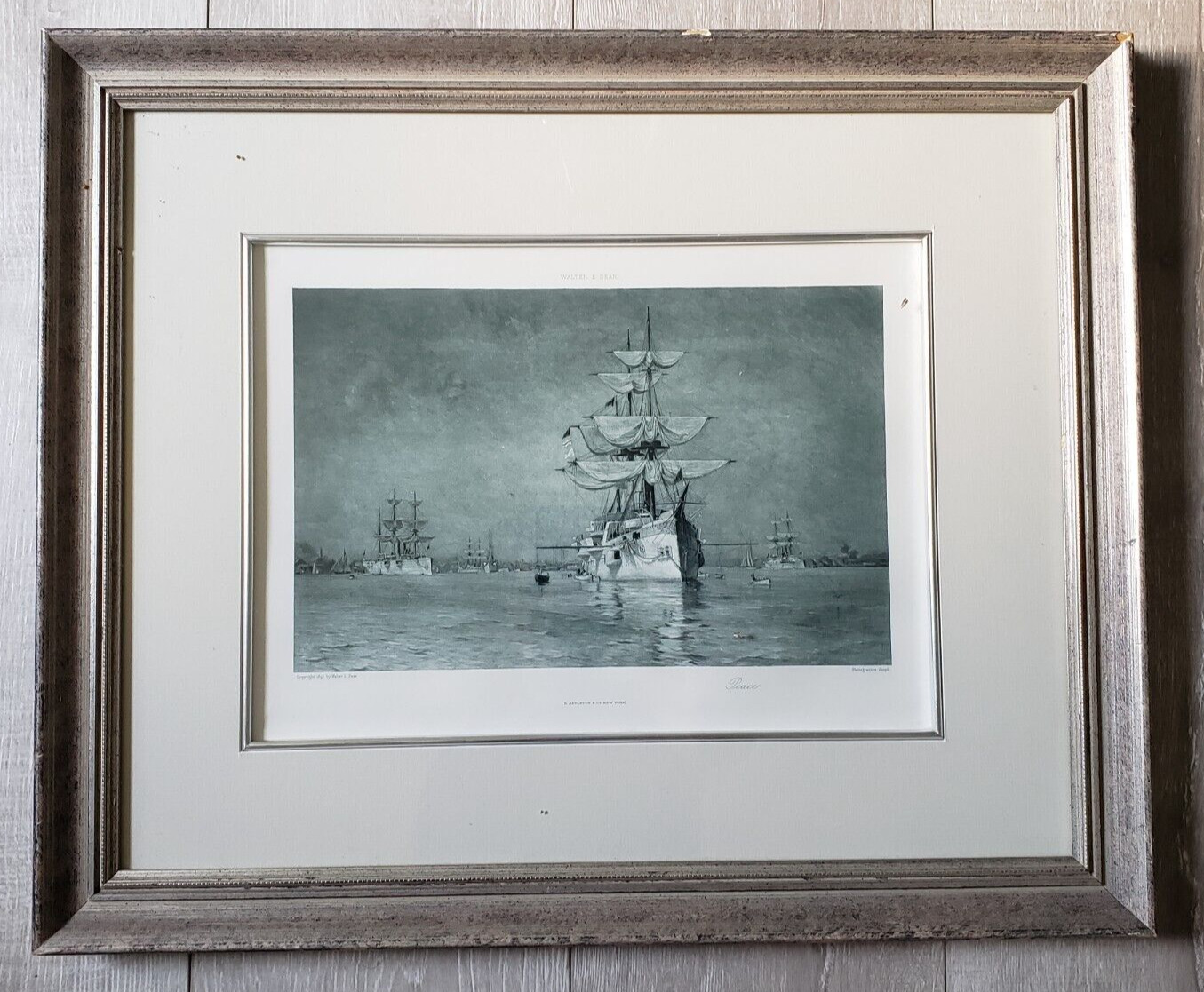 Framed Rare Vintage Navy ship print PEACE by WALTER LOFTHOUSE DEAN