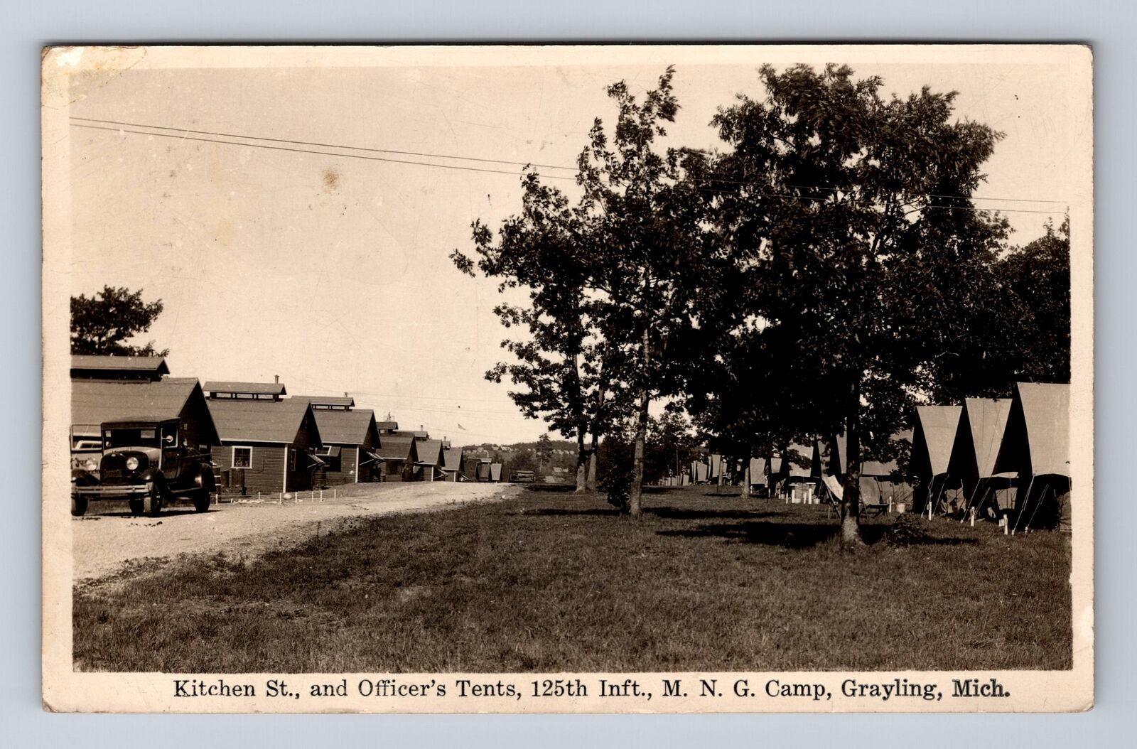 Grayling MI-Michigan, RPPC, State Camp, Officer's Tents, Vintage c1932 Postcard