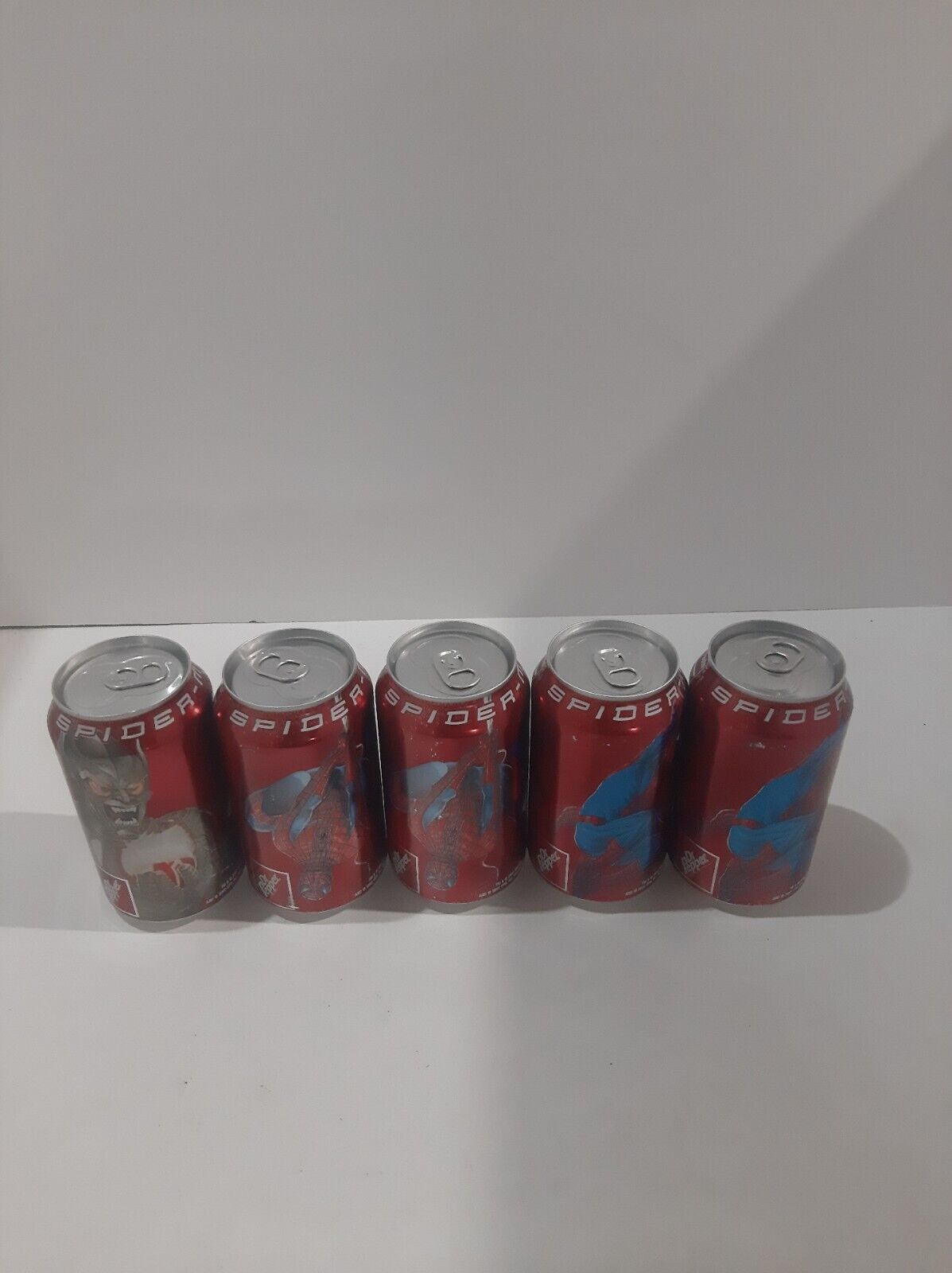 2002 Spiderman 12oz Promotional Dr Pepper Cans Lot Of 5 Unopened & Empty