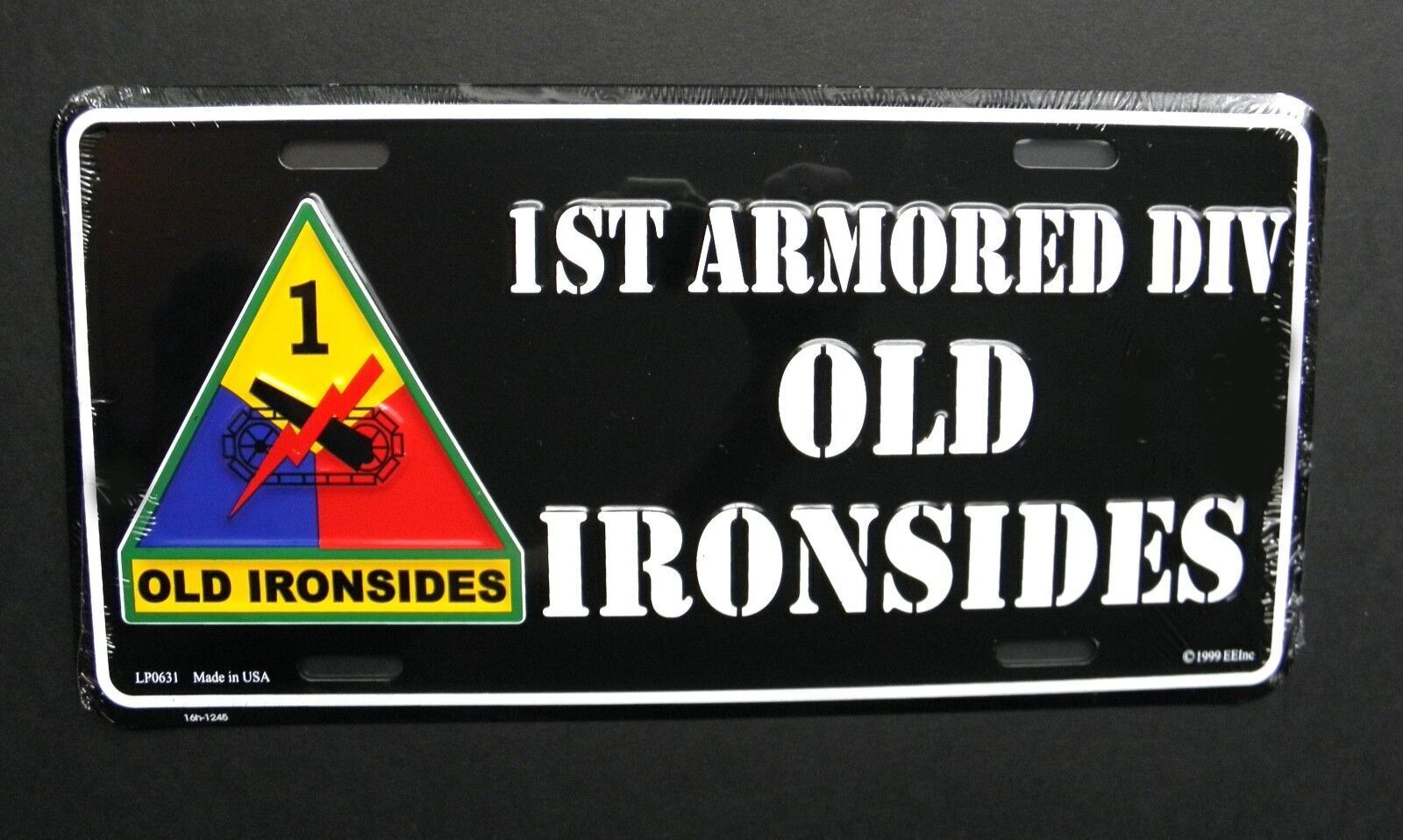 US Army 1st Armored Division License Plate Old Ironsides Auto Car 6 x 12  inches
