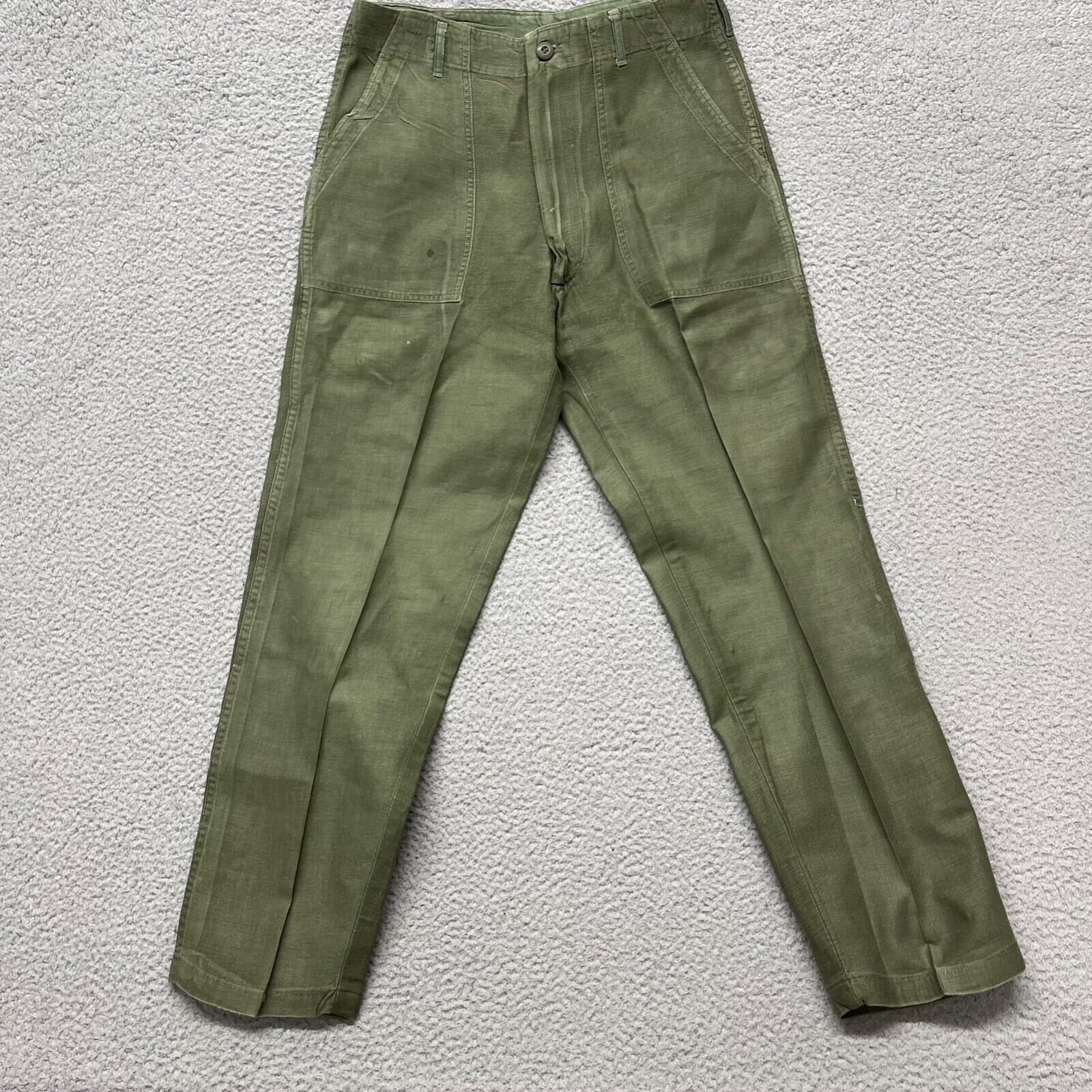 Vintage Military Pants 34x31 (Fits 32x30) Green Sateen OG 107 Vietnam