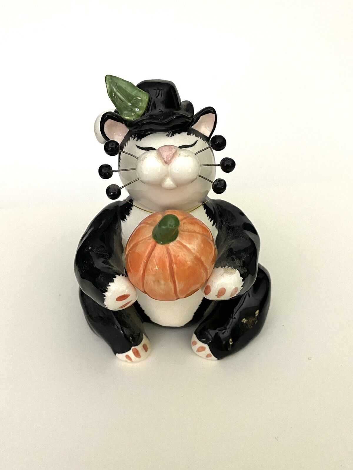 Rare Estate Amy Lacombe Pumpkin Cat Figurine 2002 Halloween Kitty Chubby