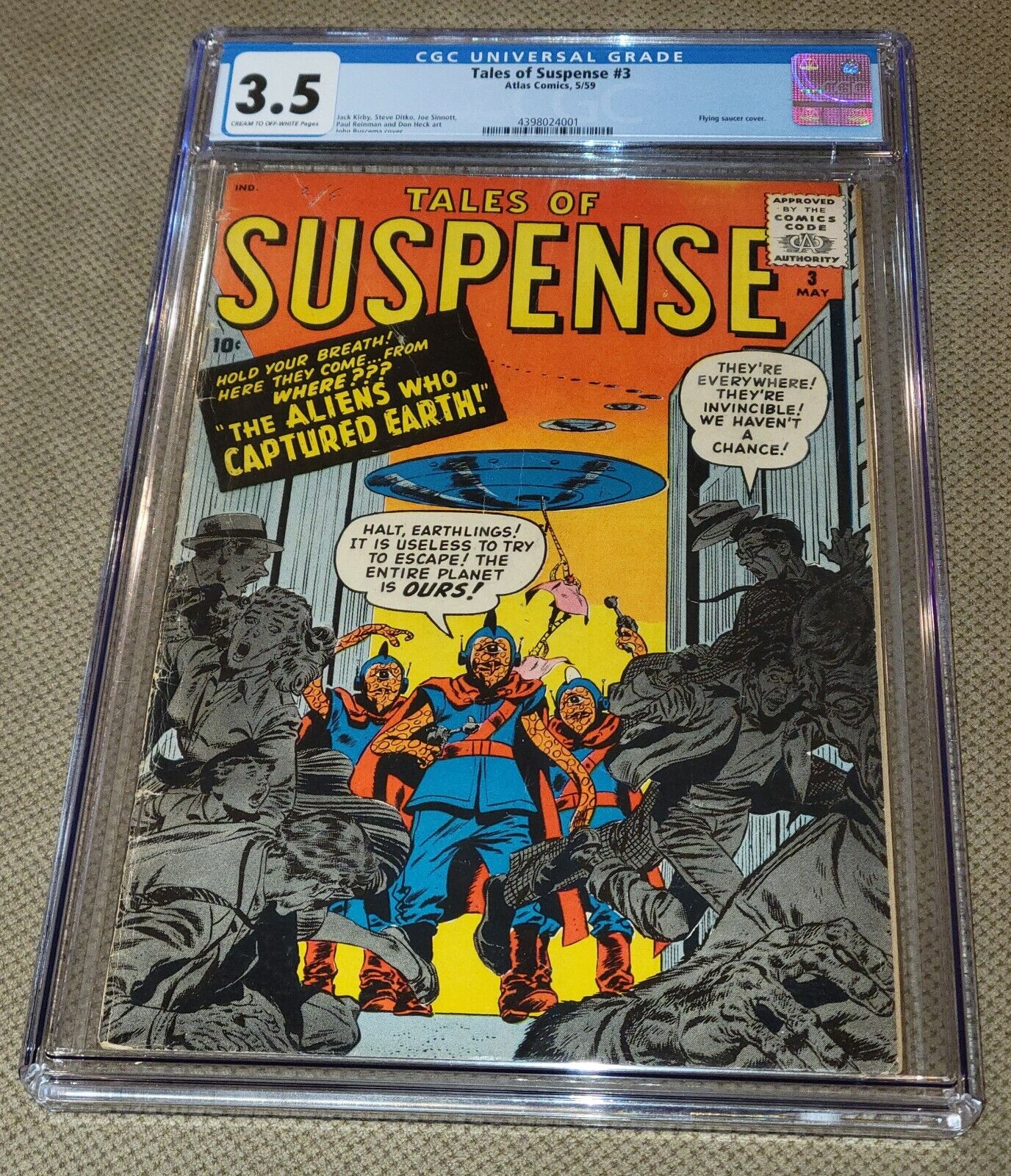 Tales of Suspense #3 CGC 3.5 Stan Lee Flying Saucer Cover Atlas Comics 1959 5/59