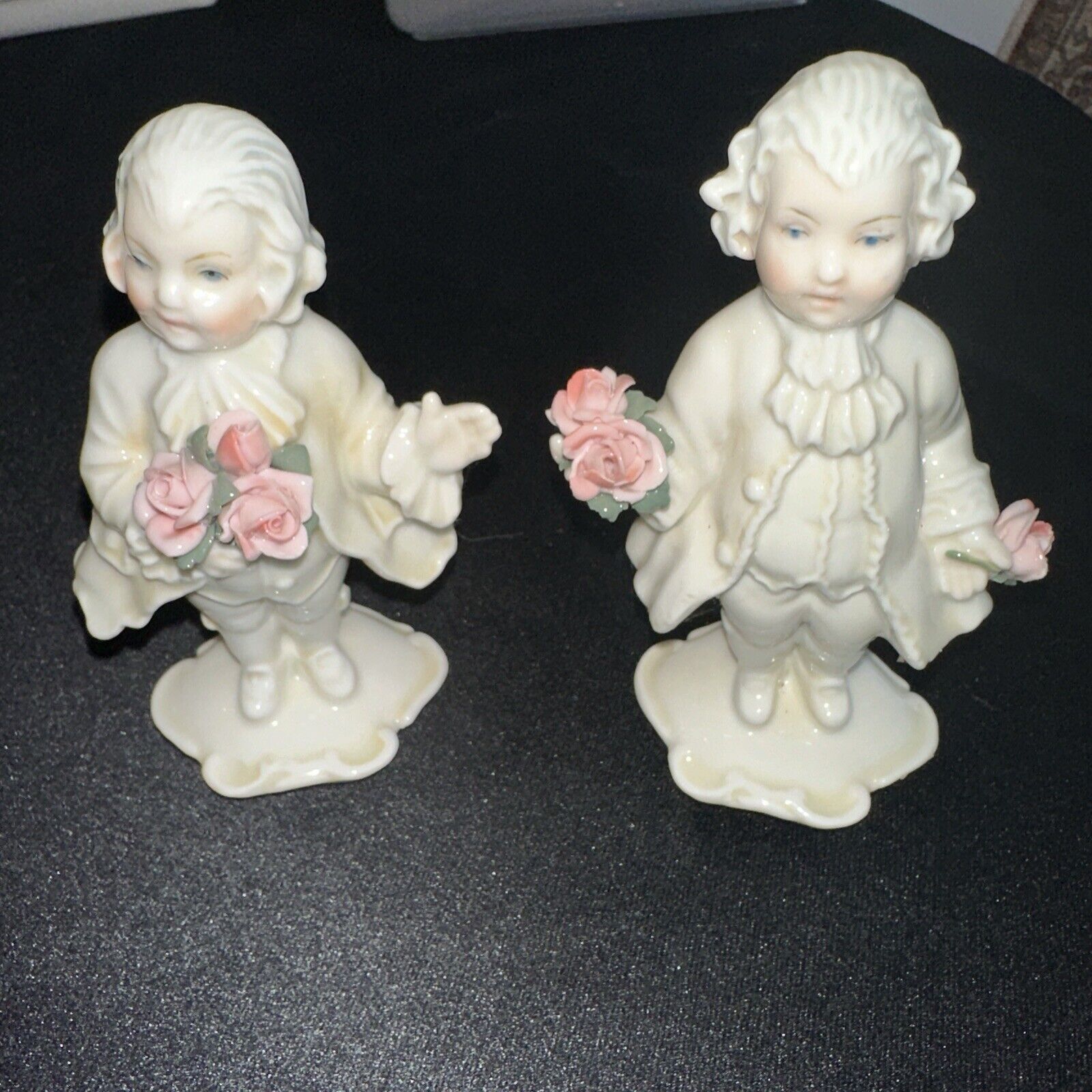 Vintage RARA KARL Ens Germany Victorian Porcelain Boy W/ Flowers Figurine