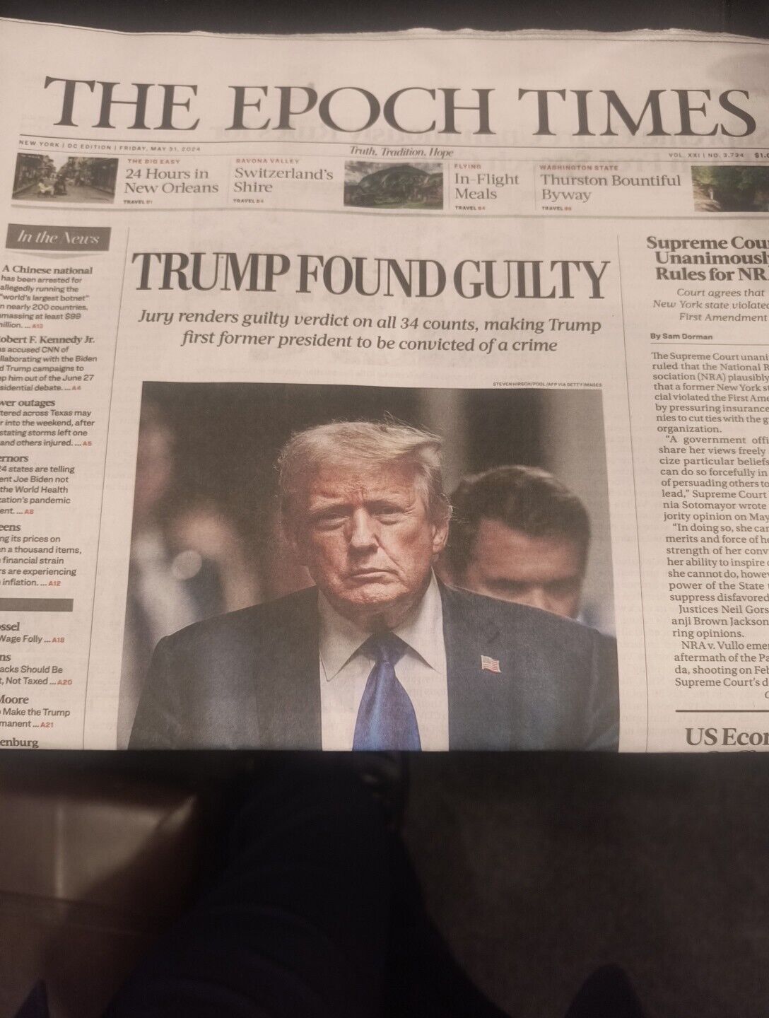 The epoch Times Friday May 31 2024 TRUMP FOUND GUILTY