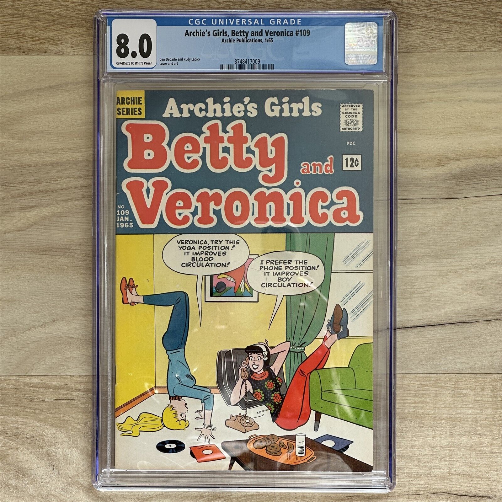 ARCHIE'S GIRLS BETTY & VERONICA #109 1965 CGC 8.0 VF DAN DECARLO HEADLIGHTS GGA