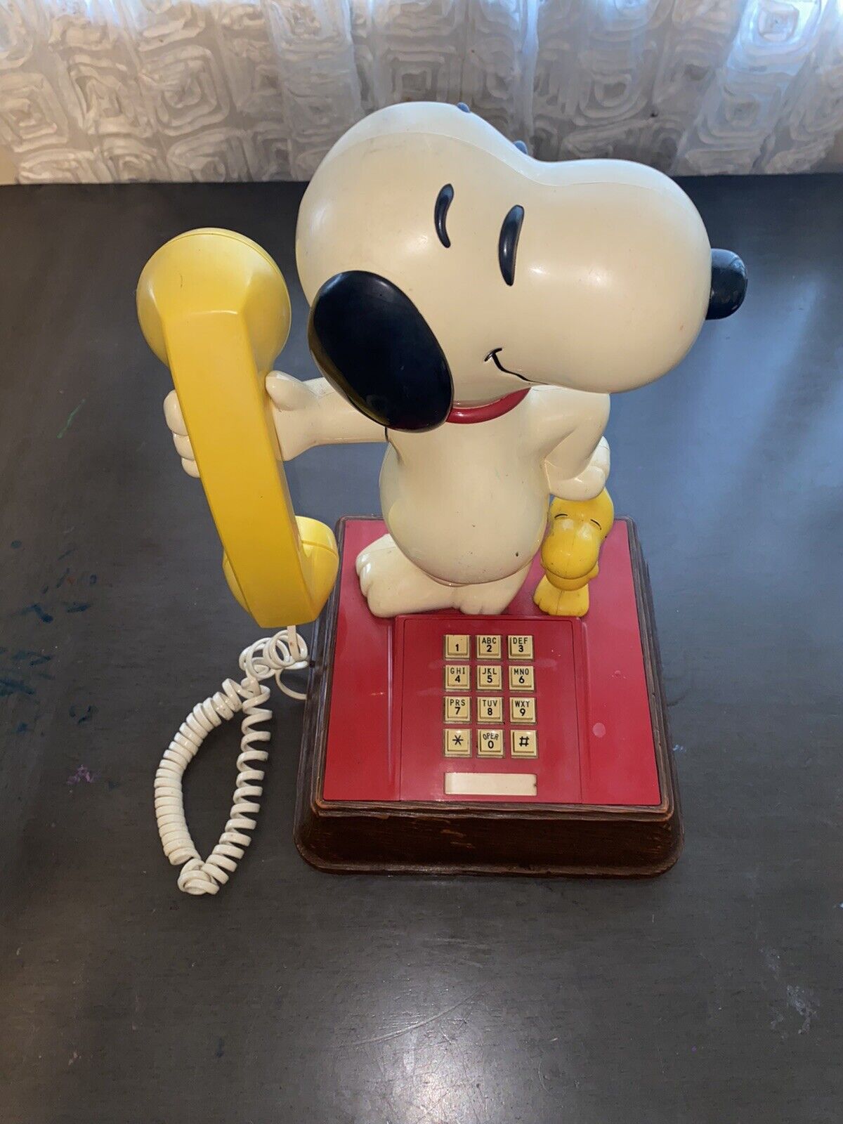 Vintage 1976 The Snoopy and Woodstock Phone - Head Turning Push Button Telephone