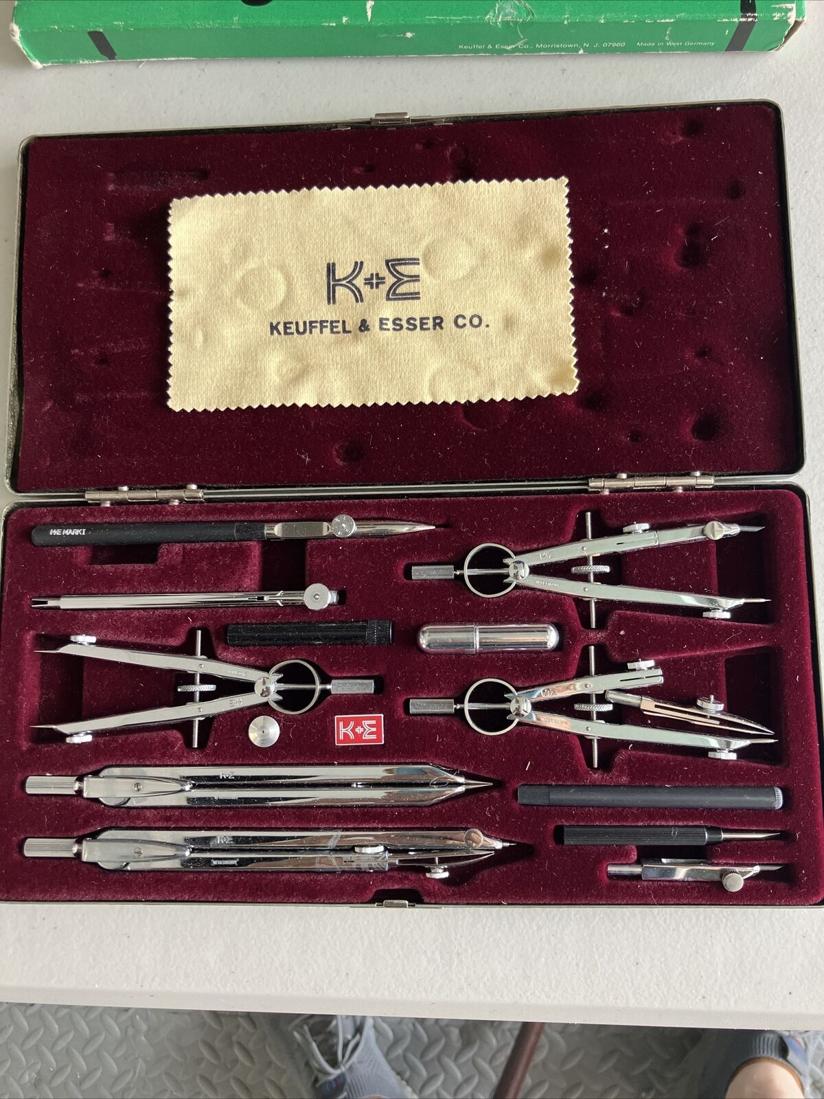 Vintage K&E  Drafting Set Drawing Instruments Complete w/Original Hard-Shell Box