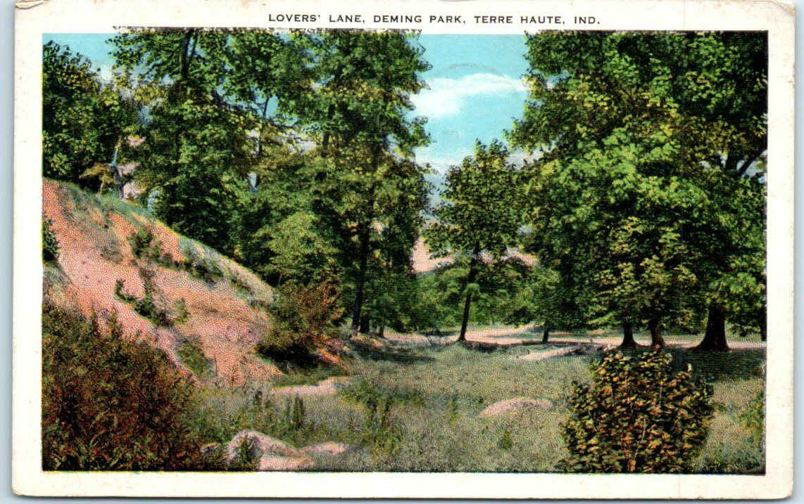 Postcard - Lover's Lane, Deming Park, Terre Haute, Indiana