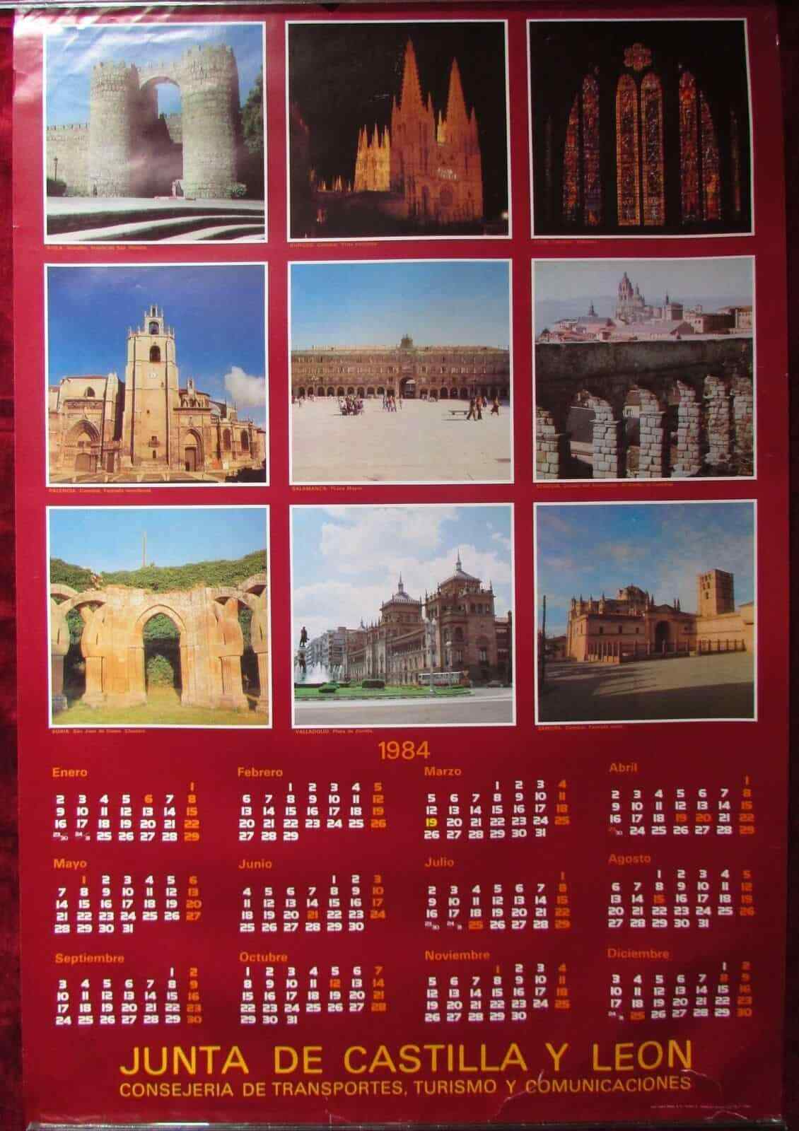 Original Poster Spain Castile and Leon Calendar 1984 Churchs Squares Castles