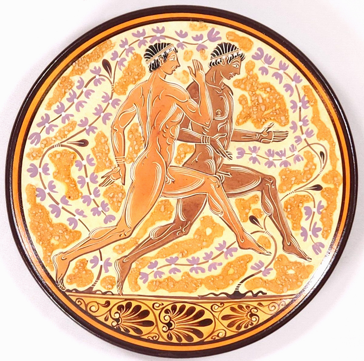 Hand Made In Greece Greek Vintage Souvenir Wall Hanging Plate Signed Olympic Men