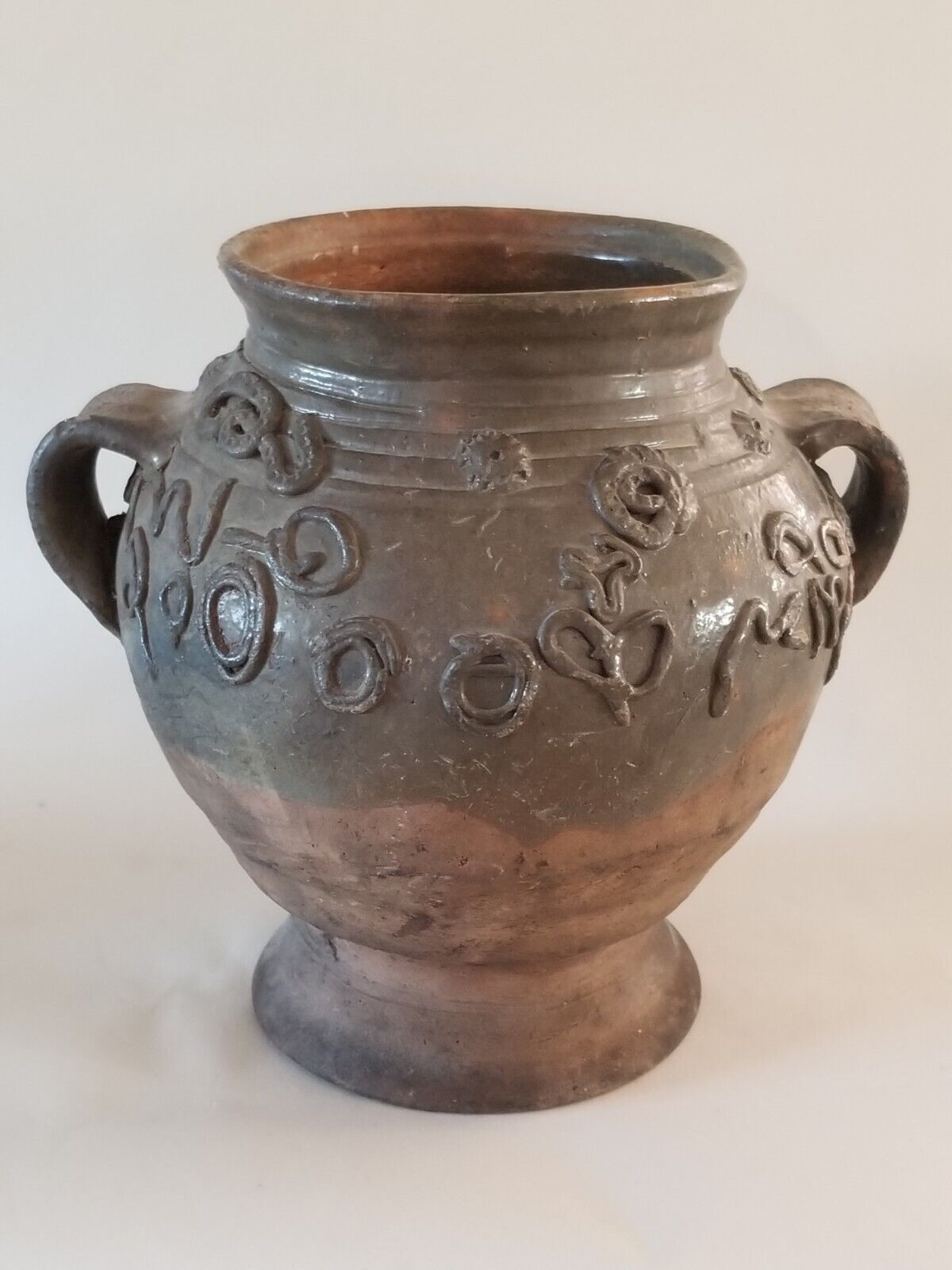 15th Century Central European Glazed Ceramic Cauldron Handled Jar Shipwreck 