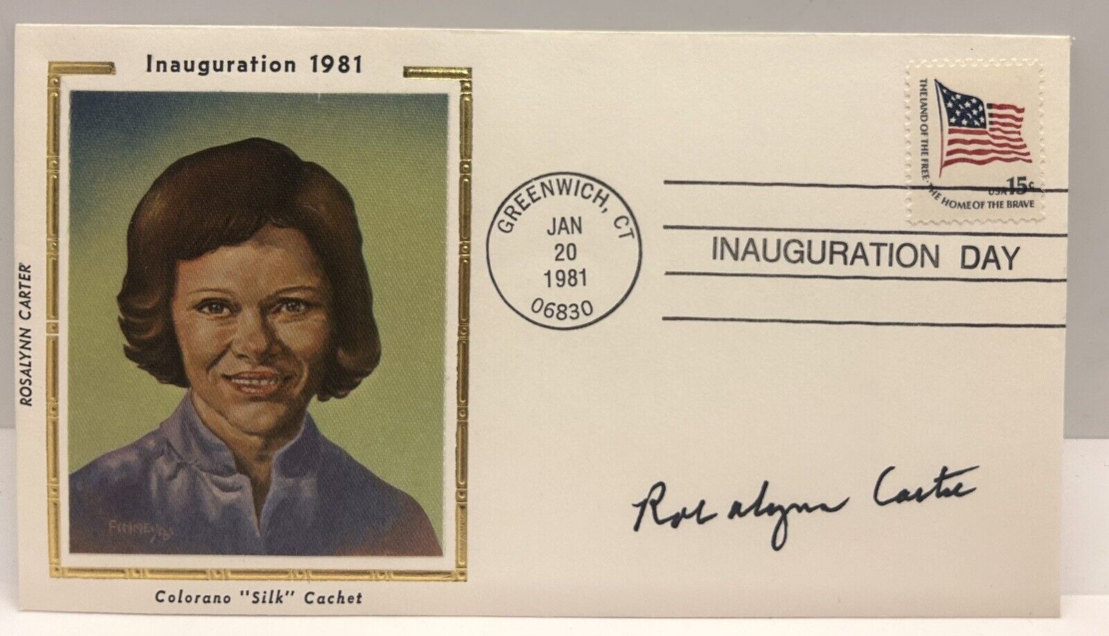 Rosalynn Carter Signed 1981 Inauguration First Day Cover First Lady Auto