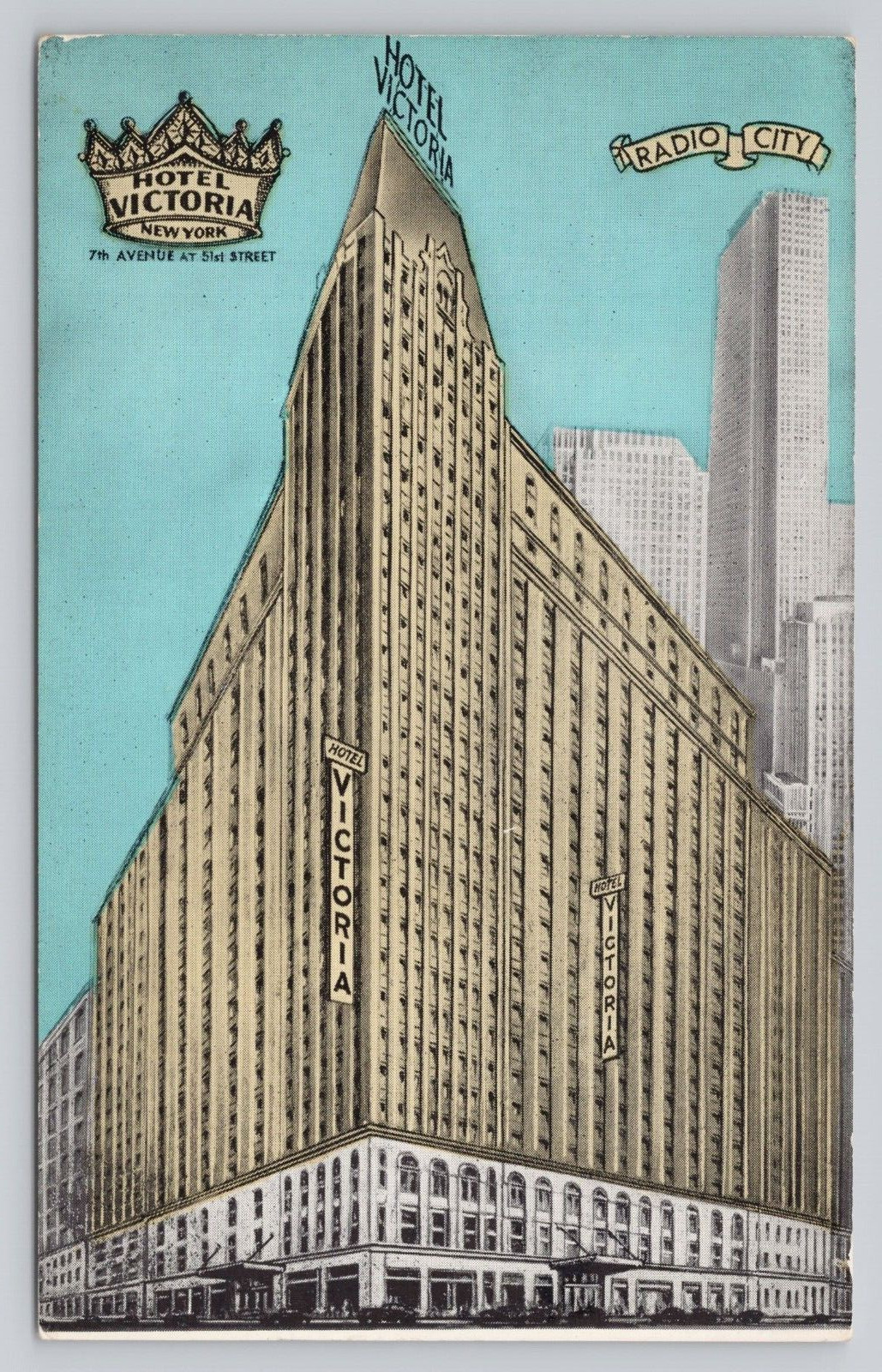 Postcard Hotel Victoria Radio City New York City NY 51st St & 7th Ave Unposted