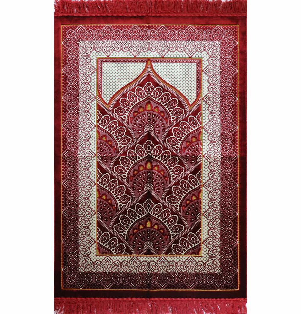 Modefa Turkish Islamic Prayer Rug | Double Plush Wide Large - Paisley Red
