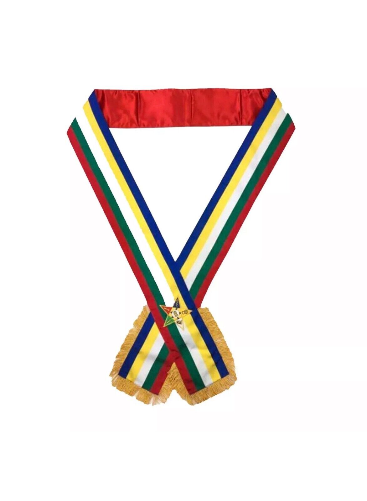MASONIC ORDER OF THE EASTERN STAR OES FIVE COLOR SASH WITH RED LINNING - RIBBON