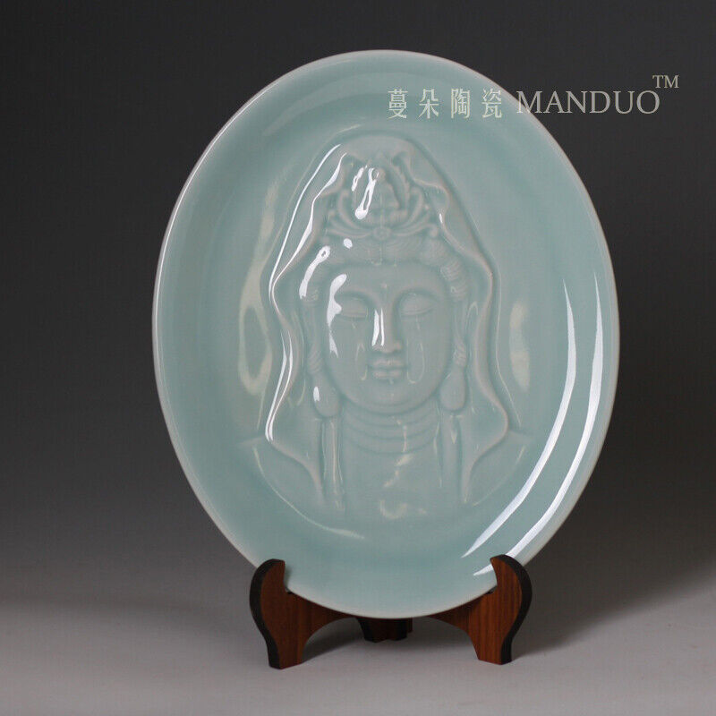 Handcarved Guanyin Porcelain Plate in Jingdezhen
