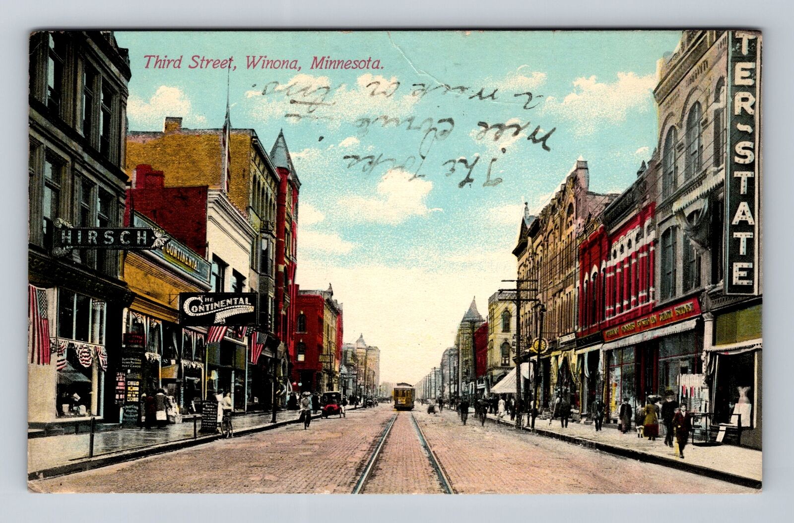 Winona MN-Minnesota, Scenic View Of Third Street, Antique, Vintage Postcard