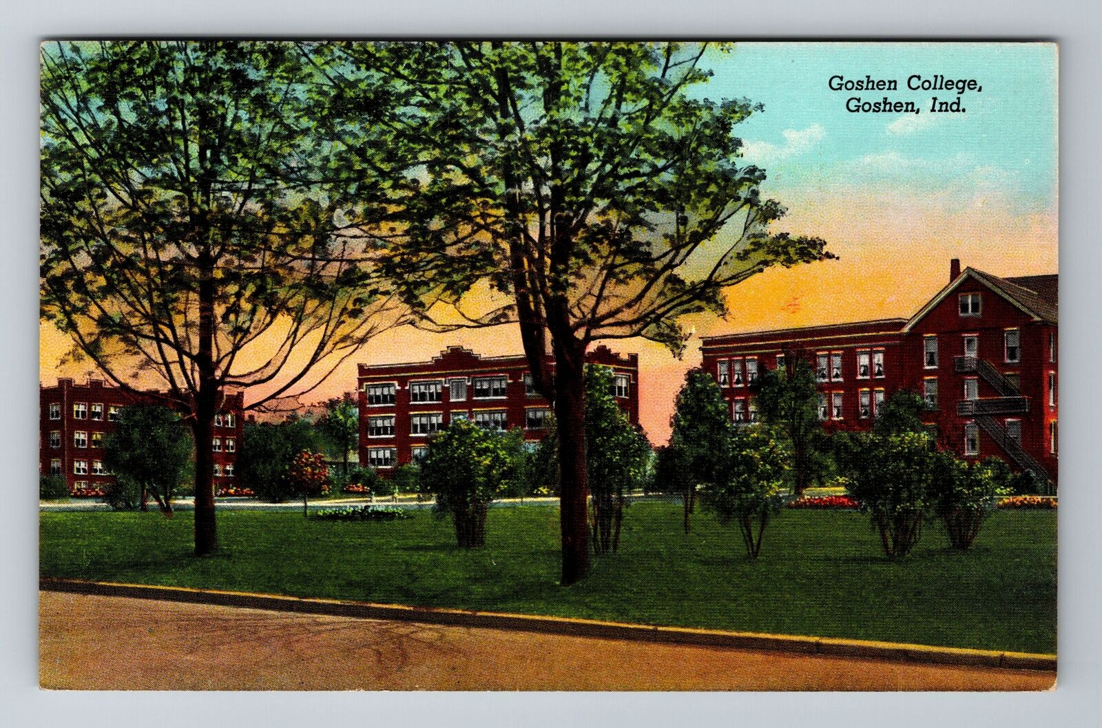 Goshen IN-Indiana, Goshen College, Antique Vintage c1950 Postcard