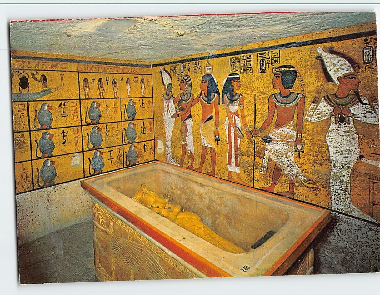 Postcard Burial chamber in the tomb of Tut Ankh Amun Thebes Egypt