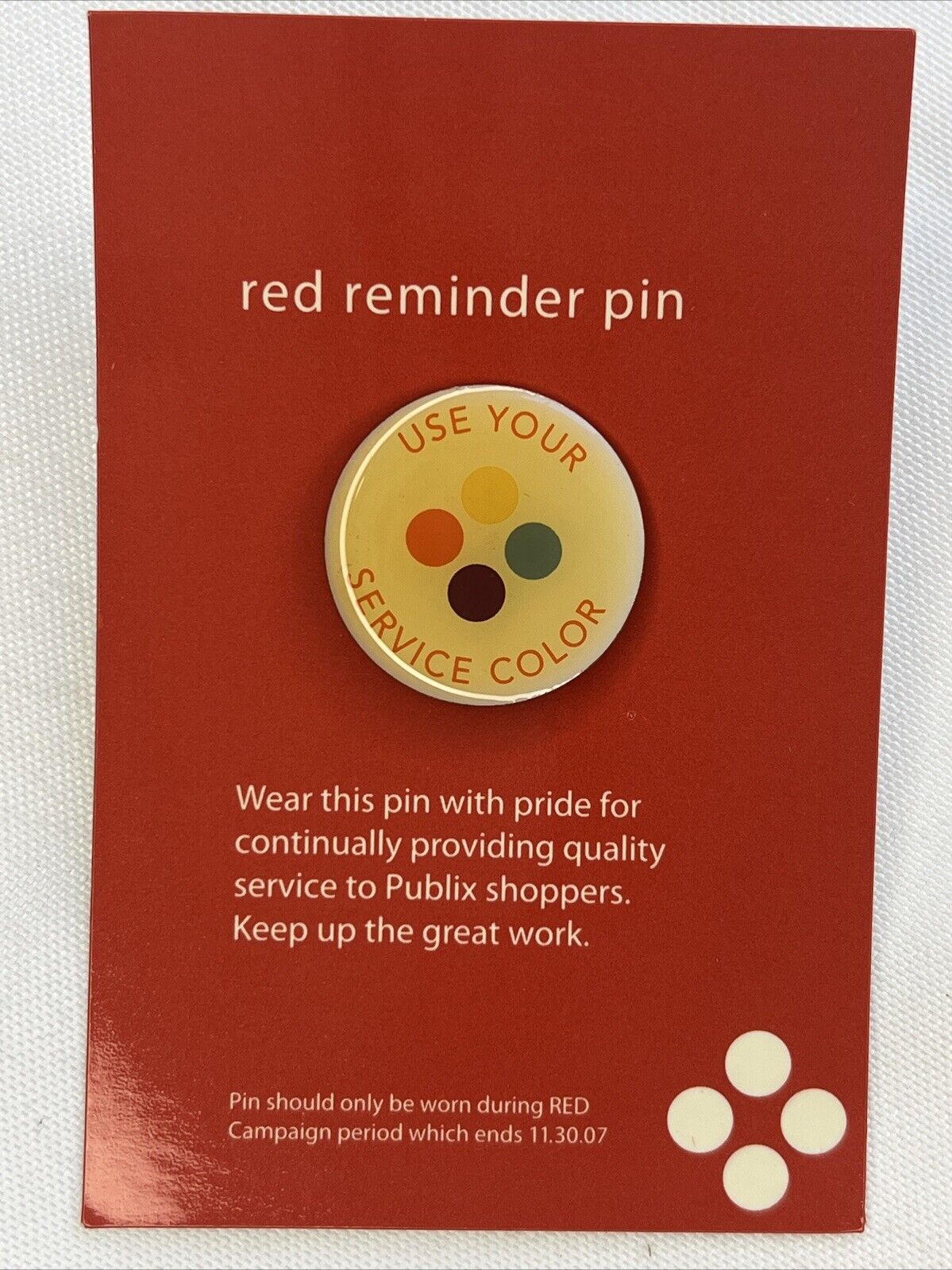 Publix Super Market Publix pin Publix collectible Think Red Pin Rare