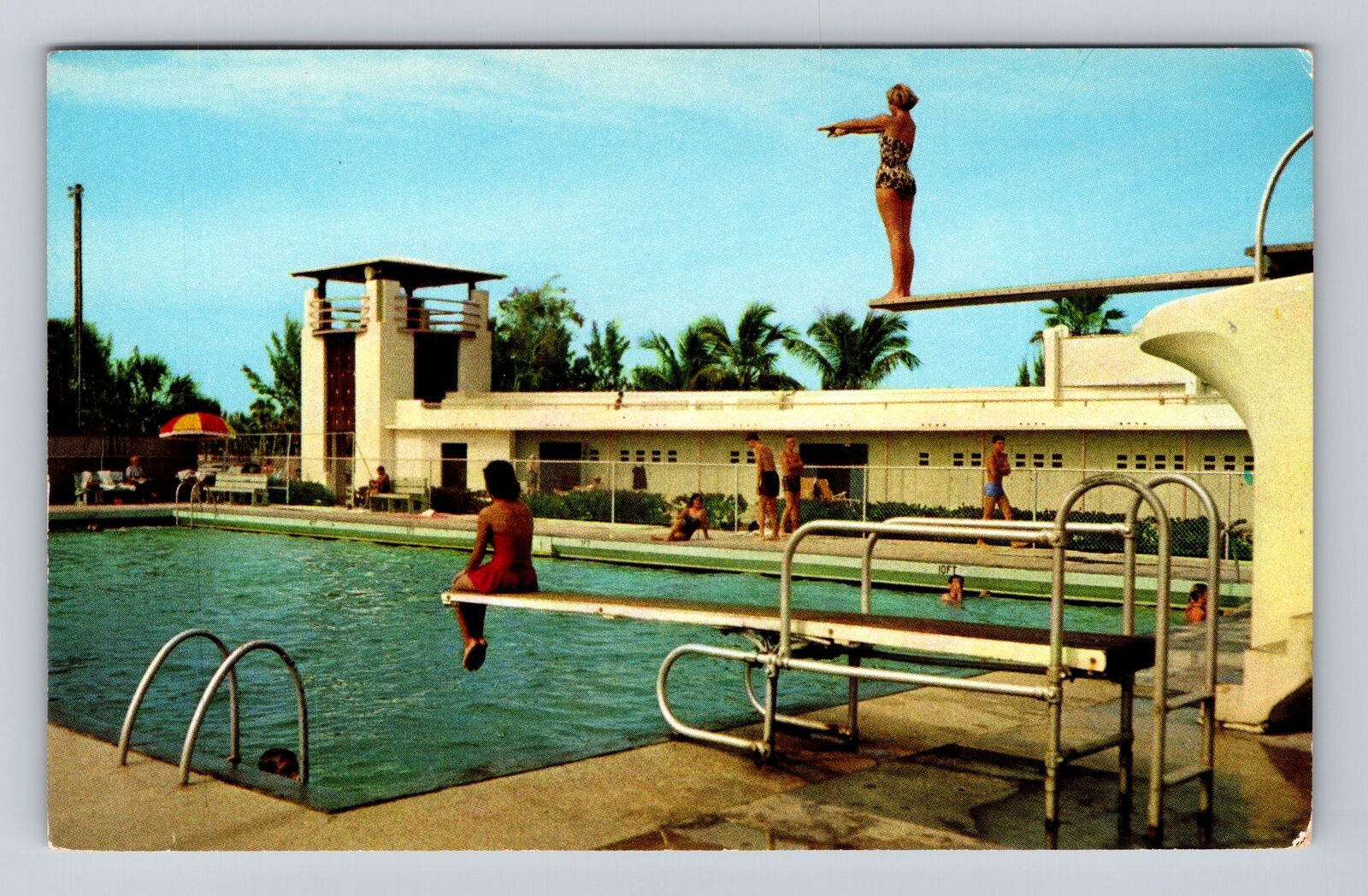 Sarasota FL-Florida, Swimming Pool, Lido Beach Casino, Gulf, Vintage Postcard
