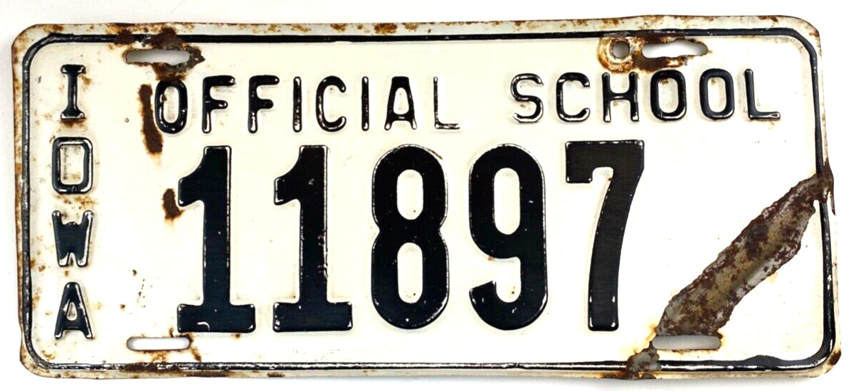 Iowa Official School 1950s? Old License Plate Garage Man Cave Decor Collectors