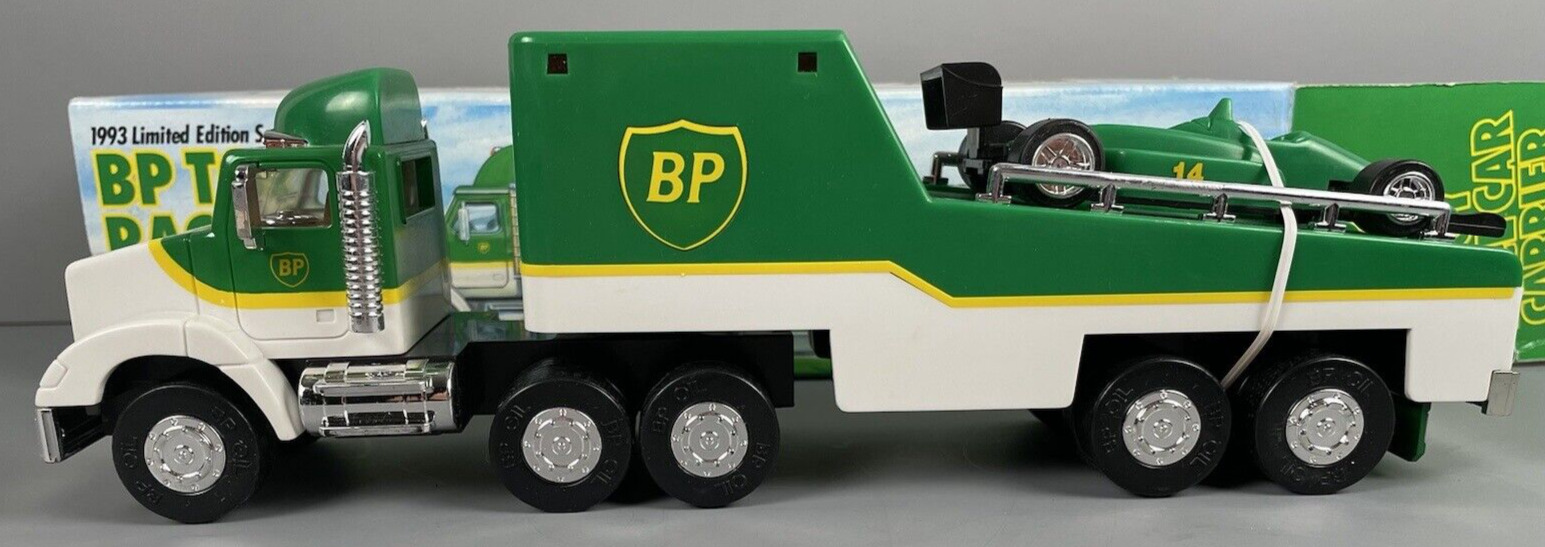 BP Toy Race Car Carrier Truck Hauler Limited Edition Series NEW Opened Box 1990