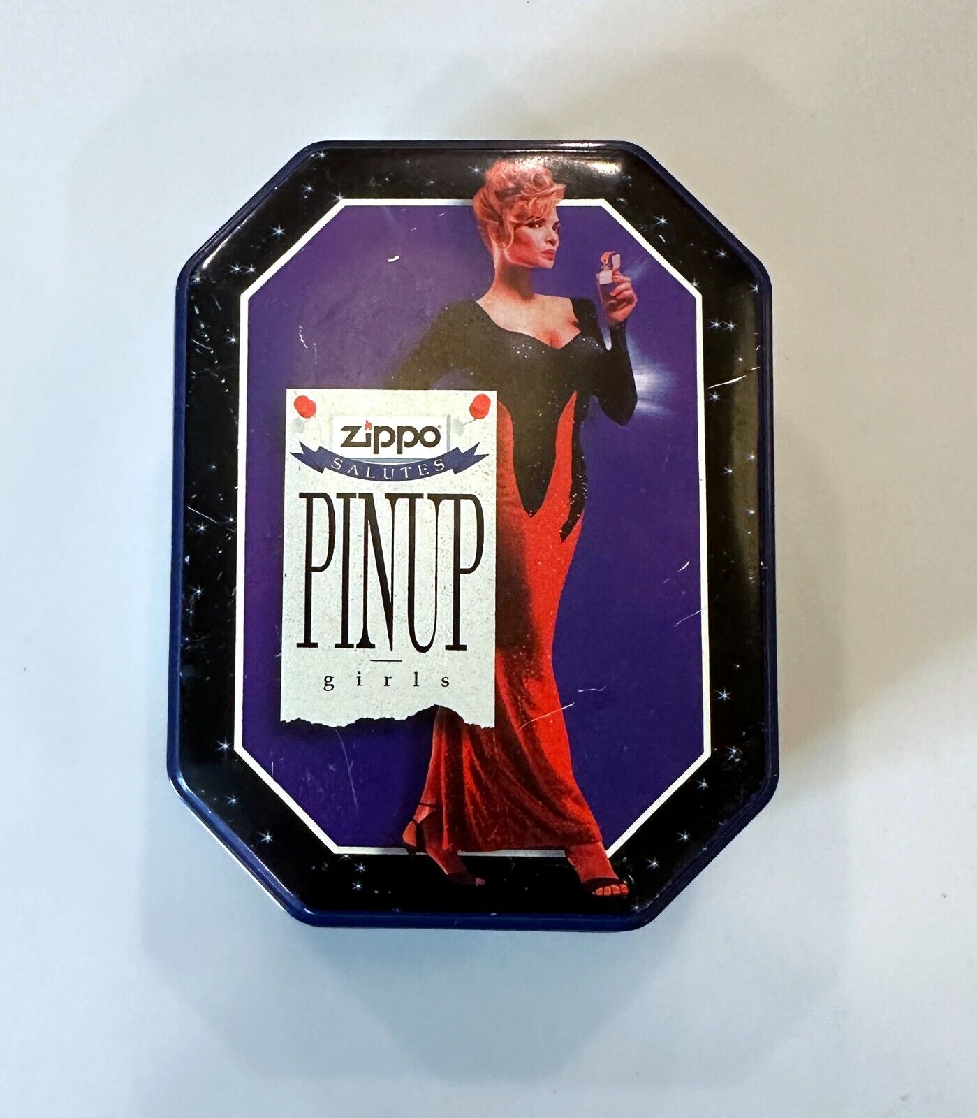 Vintage Zippo 1996 Collectible of The Year Pinup Girl Joan Lighter With Tin