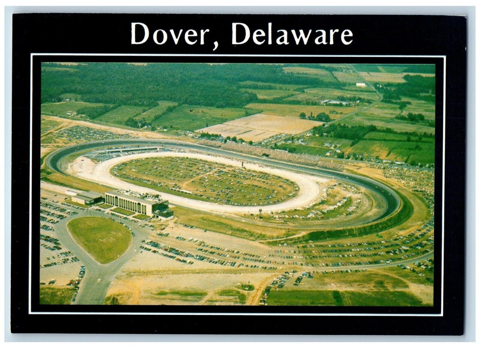 Dover Delaware DE Postcard Dover Downs International Speedway Aerial View c1960