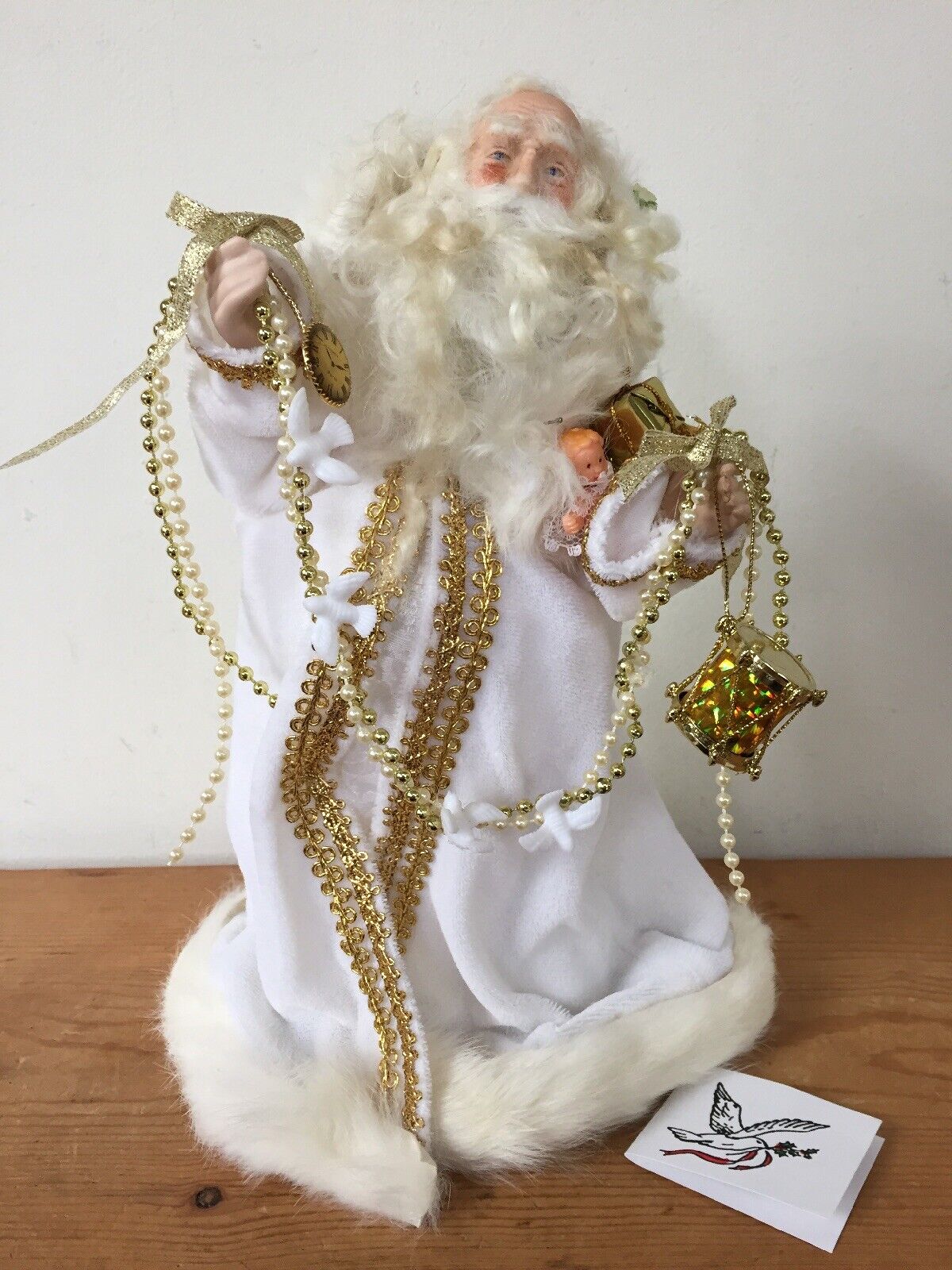 Vtg BB Designs Handcrafted Christmas Holiday Santa Saint Nick White Figurine 11