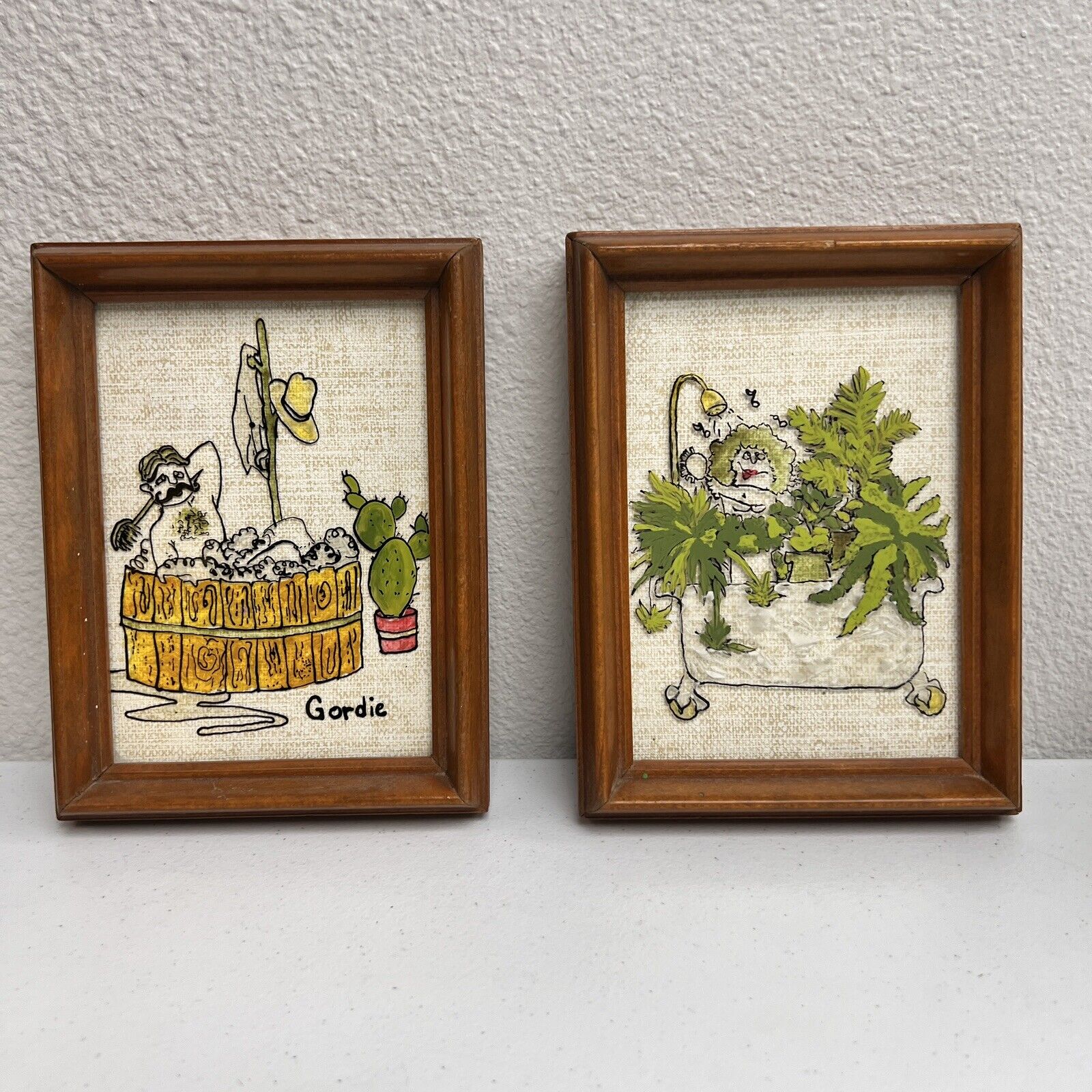 Vintage bathroom wall art pictures Set Of 2 Paint Glass