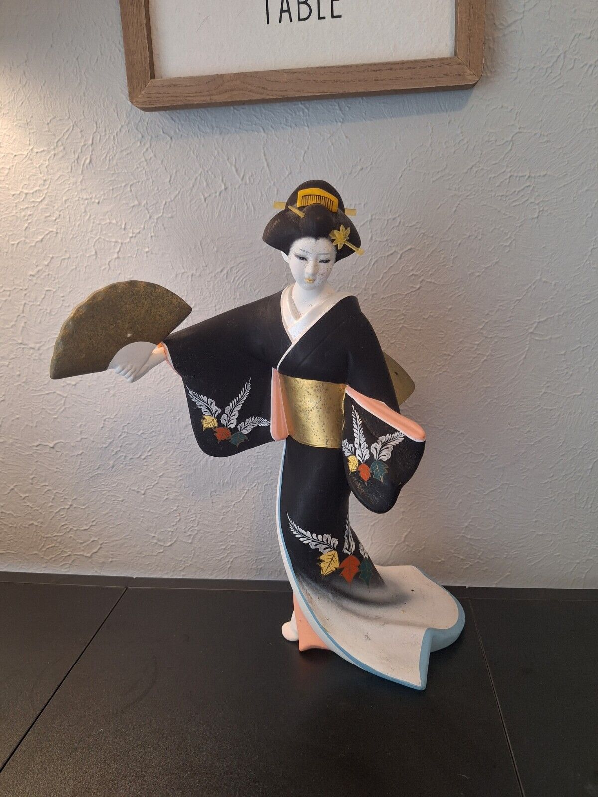 Asahi Japan White Ceramic Geisha Girl Figurine Statue Vintage HTF