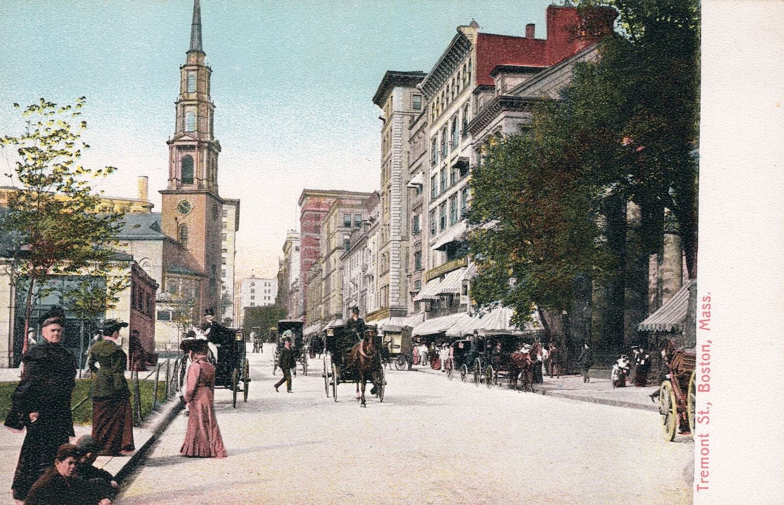BOSTON MA - Tremont Street Postcard - udb (pre 1908)
