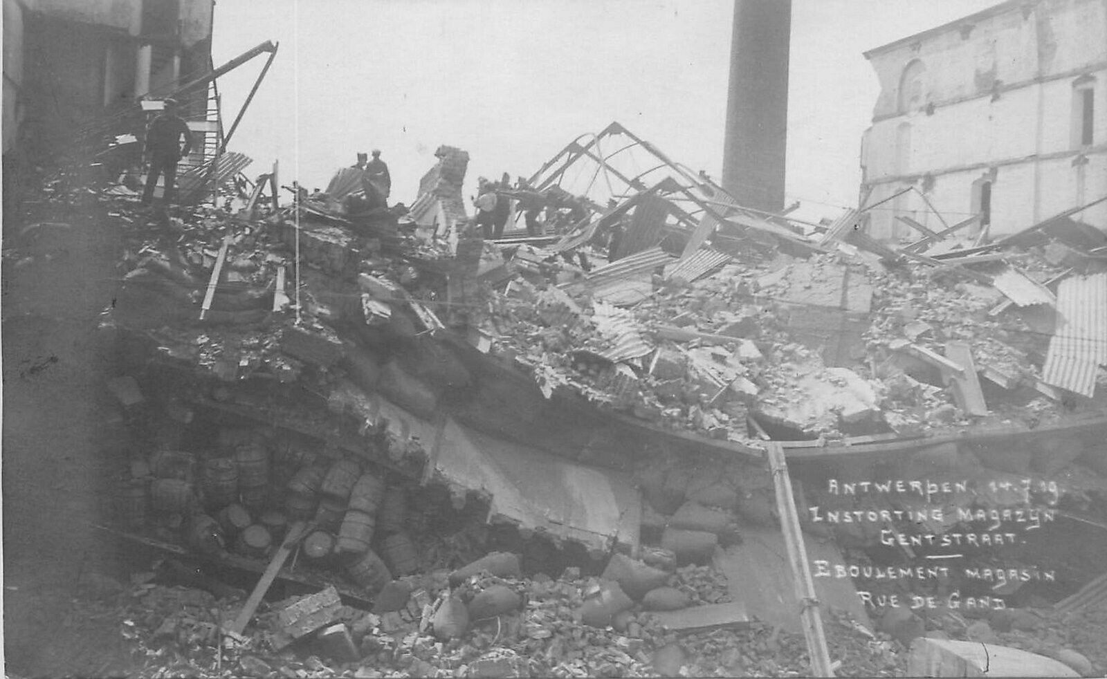 Postcard Belgium Antwerp C-1918 Warehouse explosion disaster Aftermath 23-10930