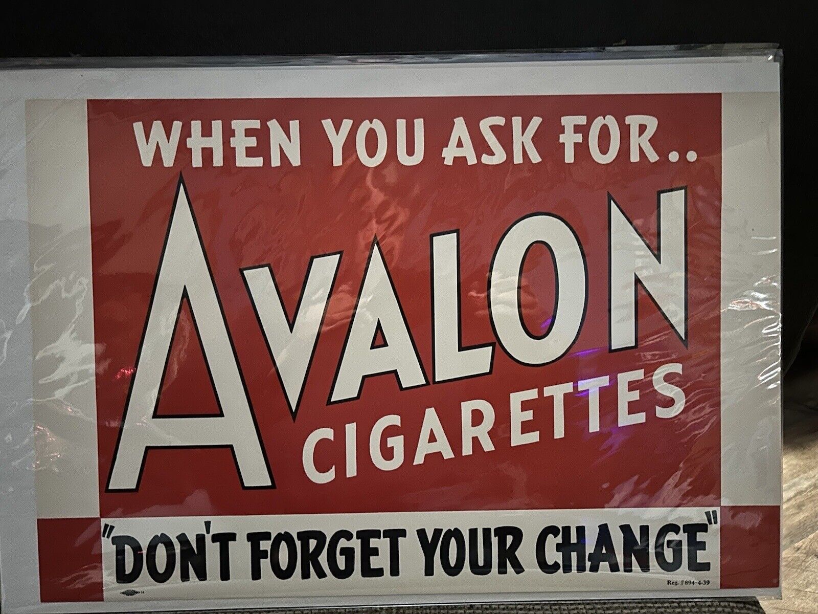 Paper Store Sign Avalon Cigarettes “Don’t Forget Your Change” 18\