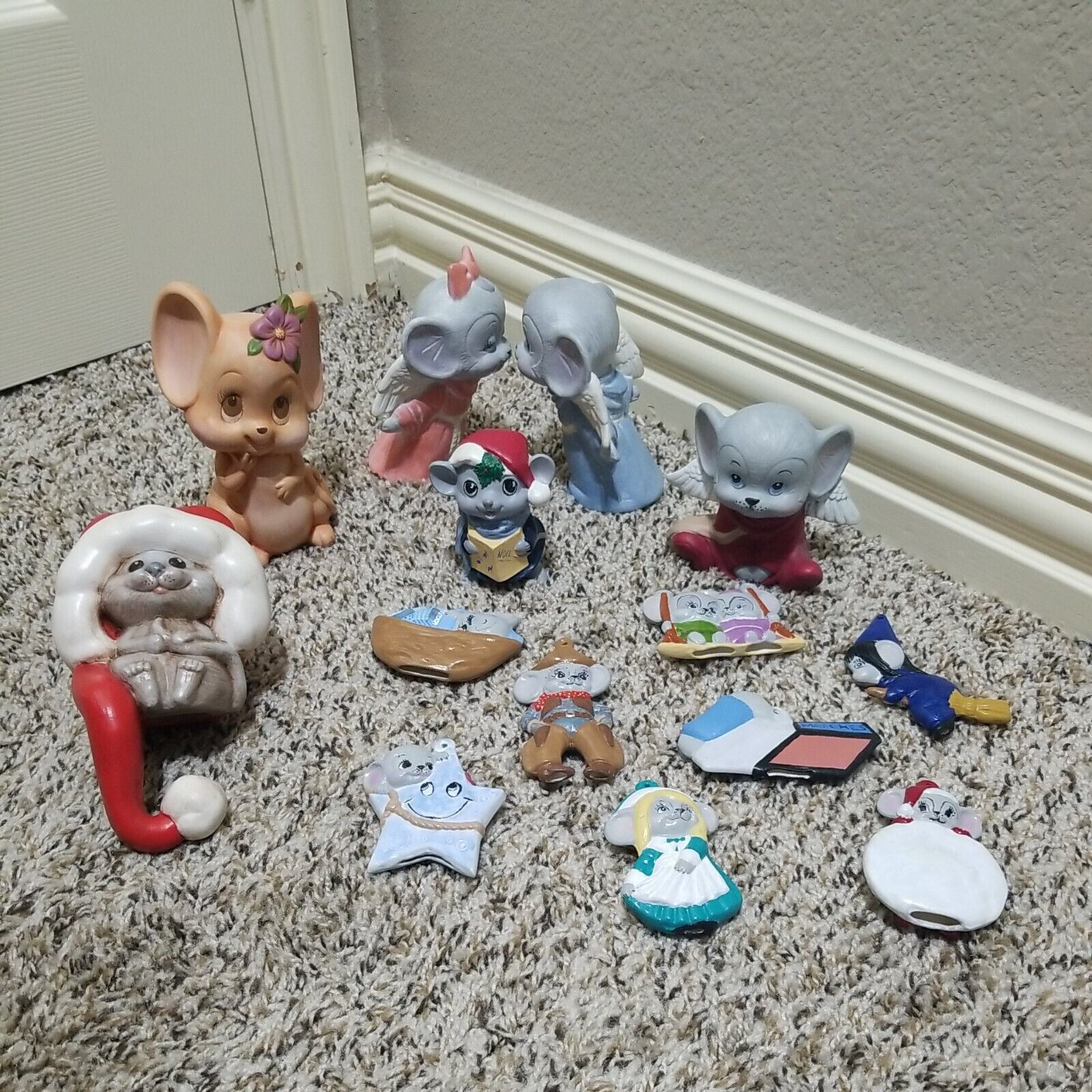 lot of 14 Vintage Ceramic Mice Angels, Ornaments, Christmas, Night time 5