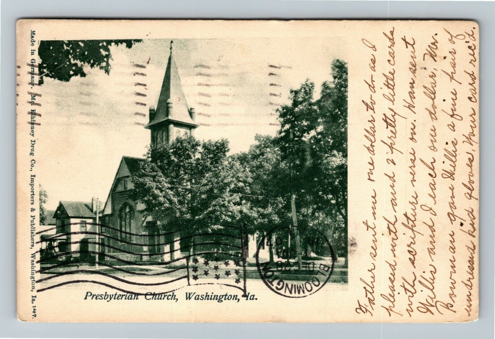 Washington IA-Iowa, Presbyterian Church, Panoramic Photo c1907 Vintage Postcard