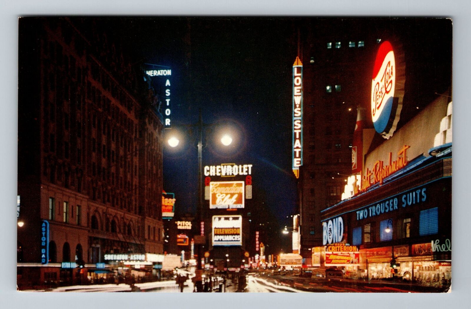 New York City NY, Times Square, Night Time, Vintage Postcard