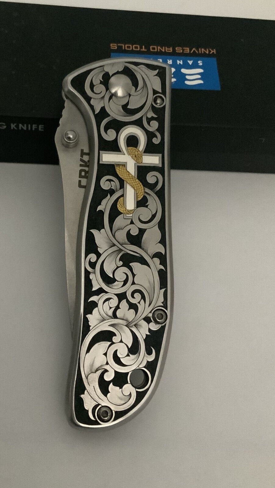 Hand Engraved CRKT 6450S Drifter Folding Knife