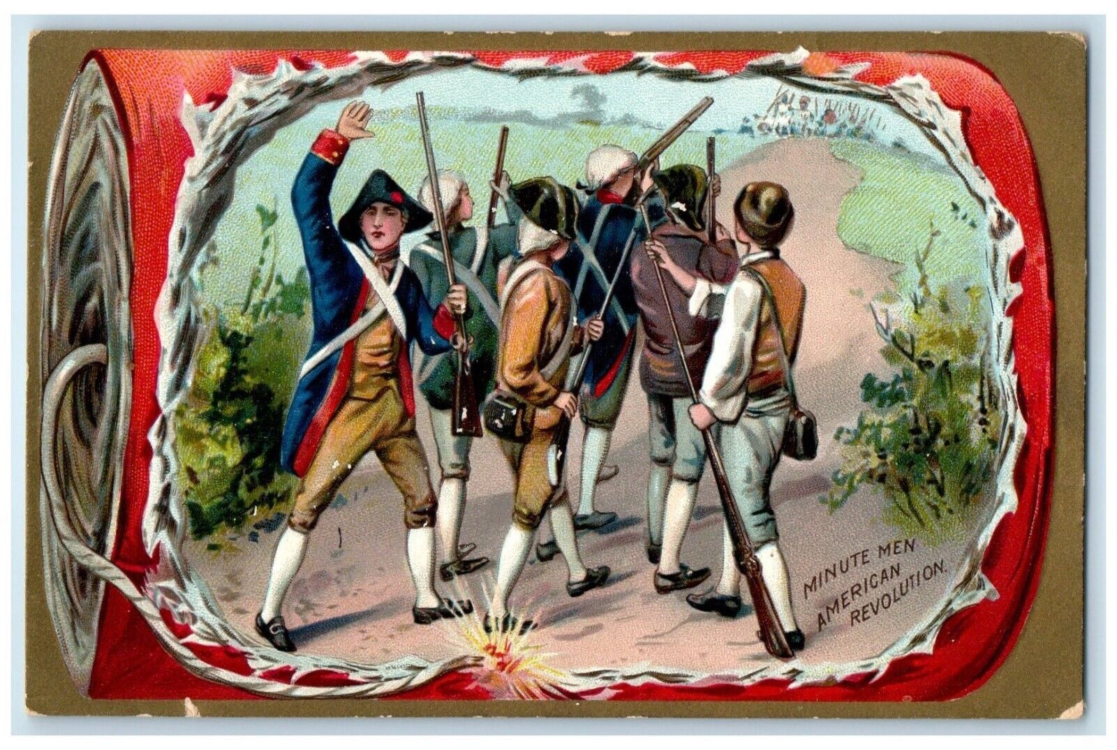 c1910\'s Minute Men American Revolution Embossed Tuck\'s Posted Antique Postcard