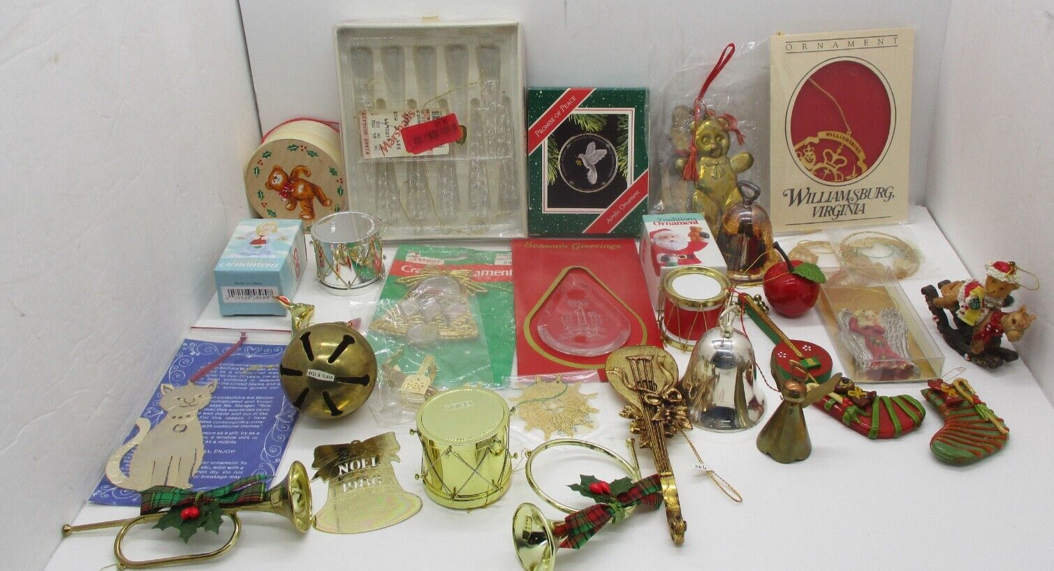 Vintage Christmas Ornament Lot Bells Musical Instruments Animals Etc