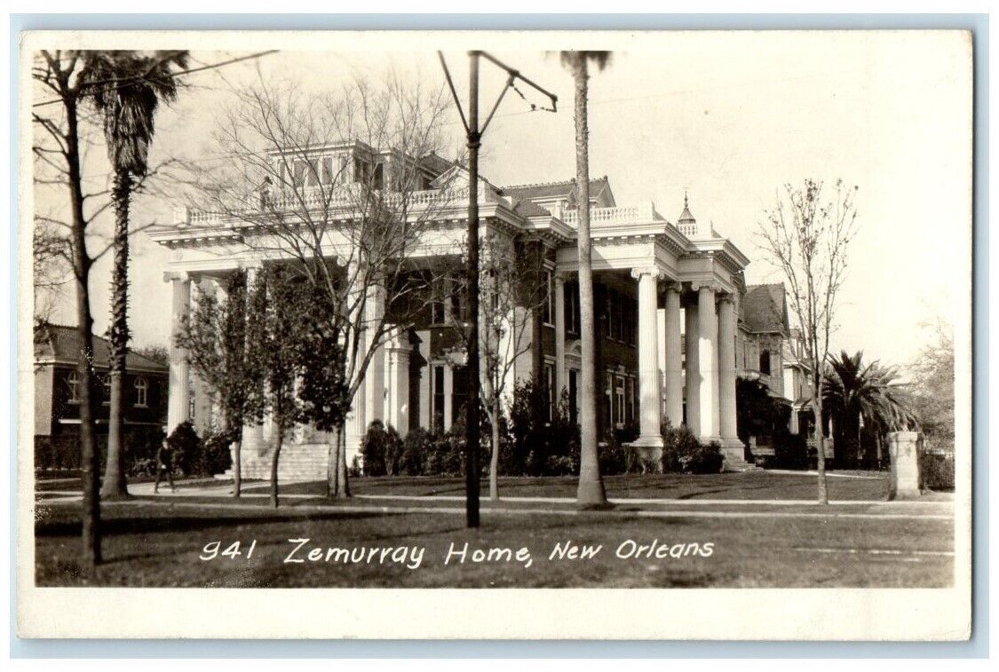 c1918 Zemuray Home Residence View New Orleans Louisiana LA RPPC Photo Postcard