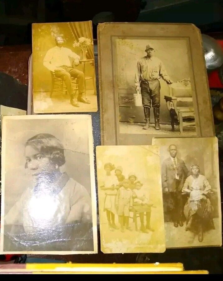 Vintage African American Father Child Black Photo Snapshot , Slave Descendants 