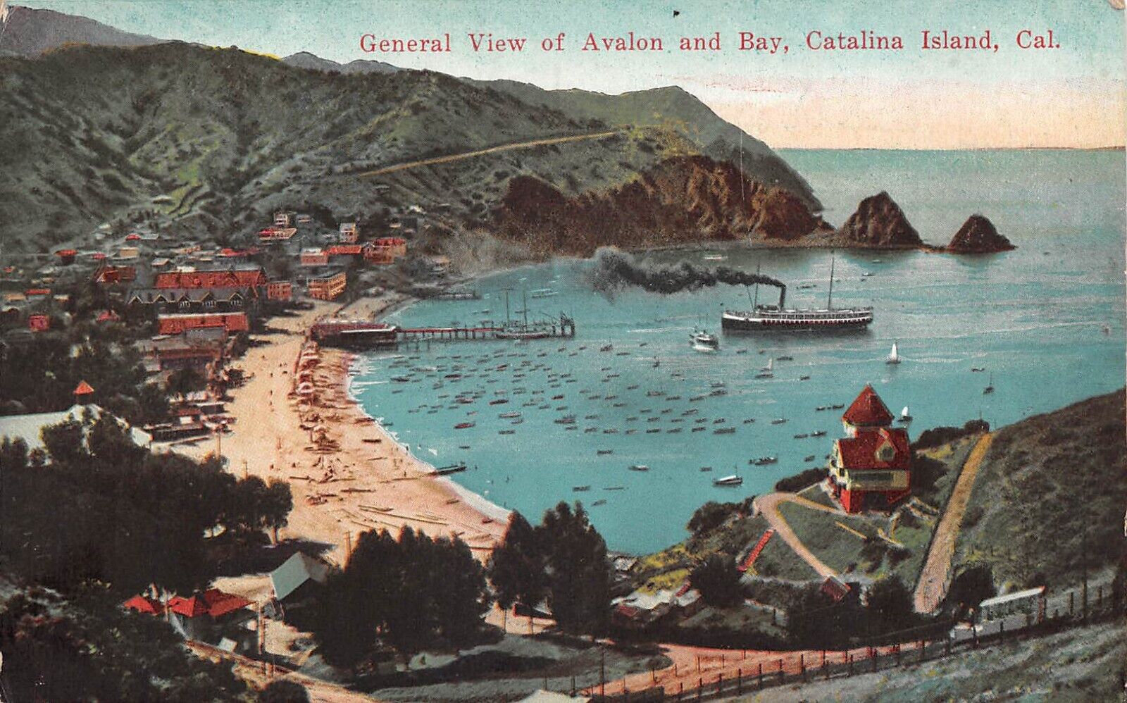 General View of Avalon and Bay Catalina Island California c191010 Postcard