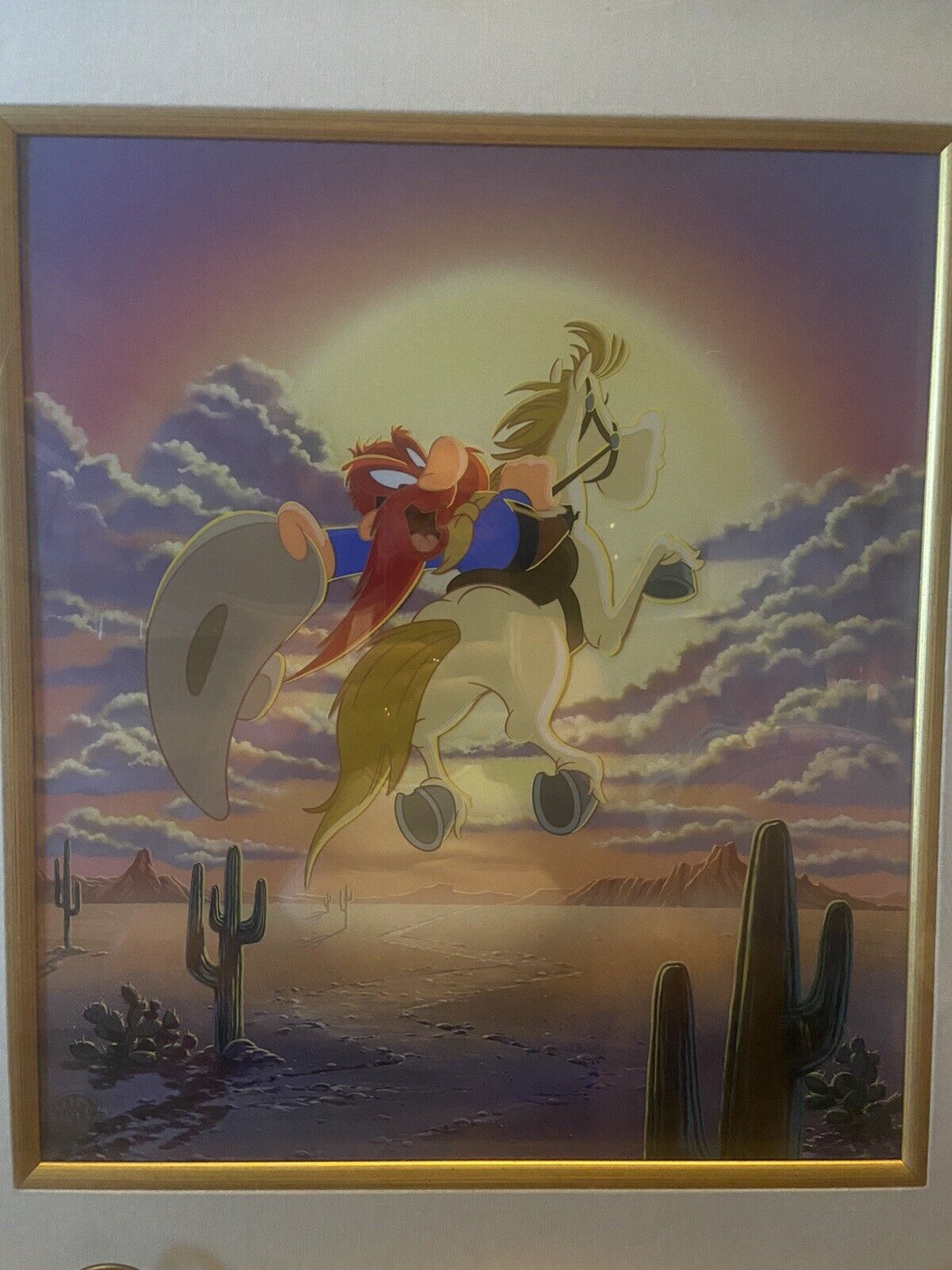 yosemite sam off into the horizon hand painted limited edition animated art cel