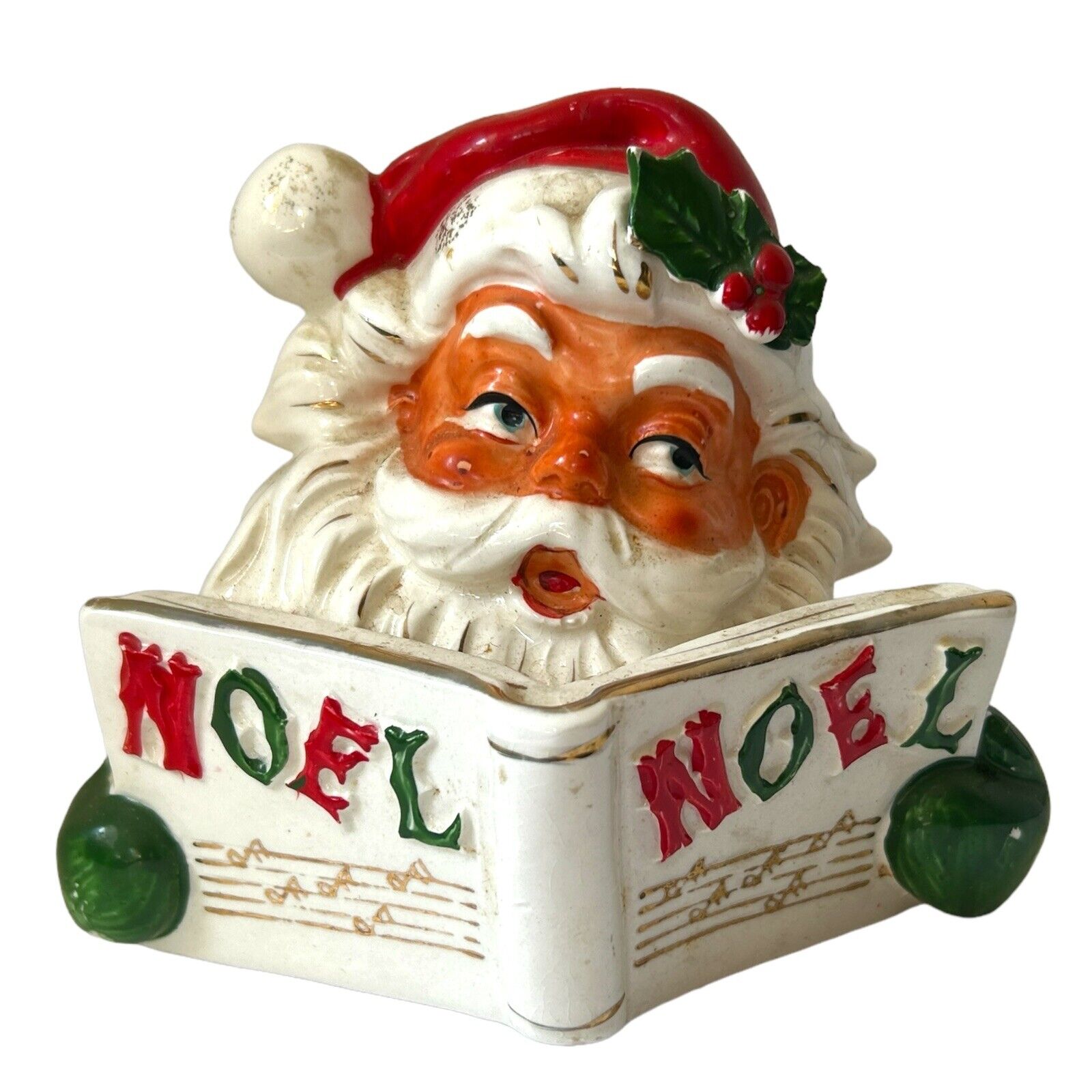 Vintage Lipper & Mann Santa Candle Holder Noel Songbook Japan REPAIRED SEE